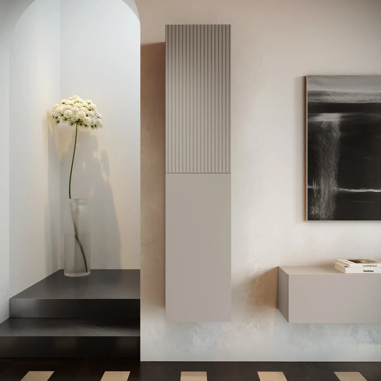 Colonna sospesa 40x180h cashmere cannettato con 2 ante - Ingrid