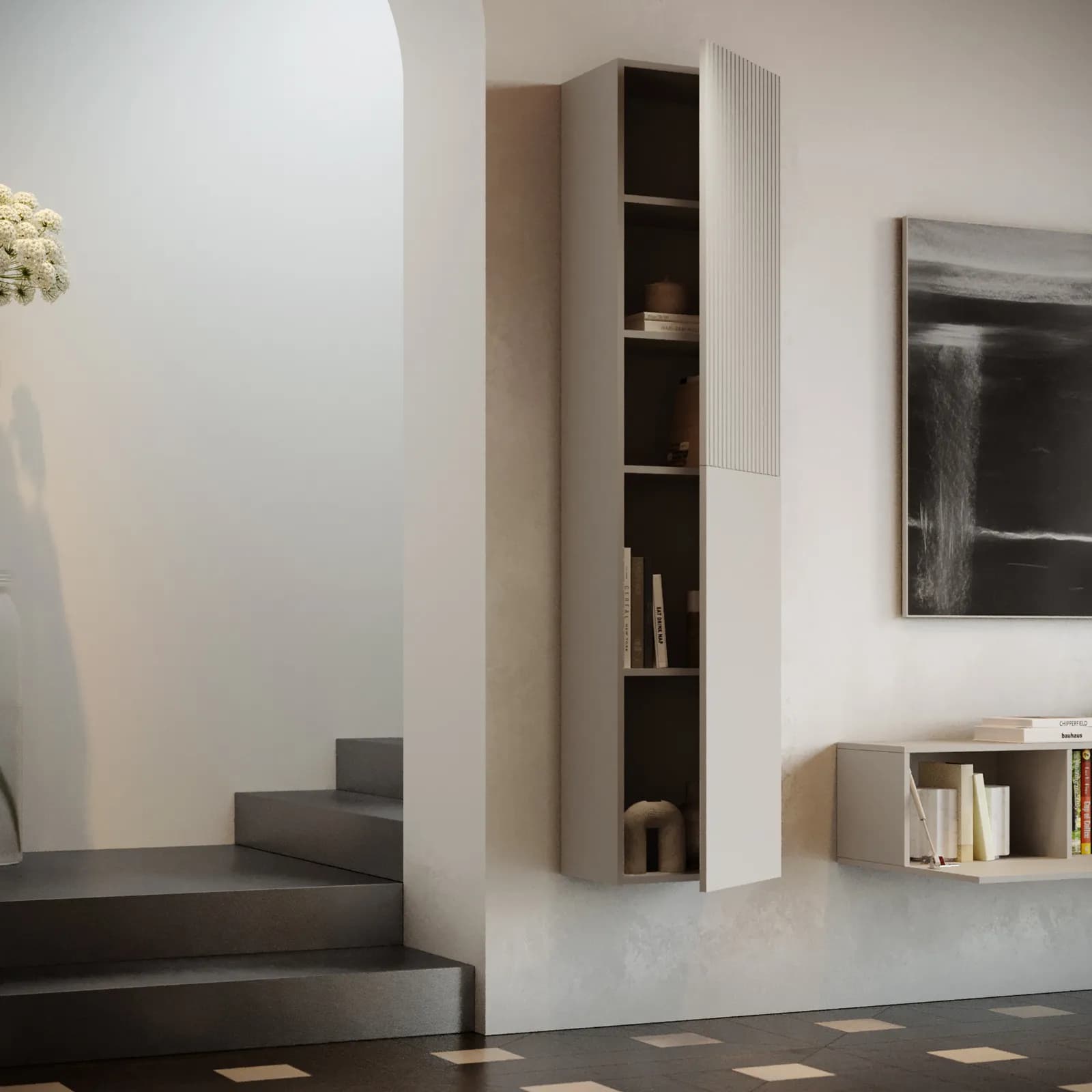 Colonna sospesa 40x180h cashmere cannettato con 2 ante - Ingrid