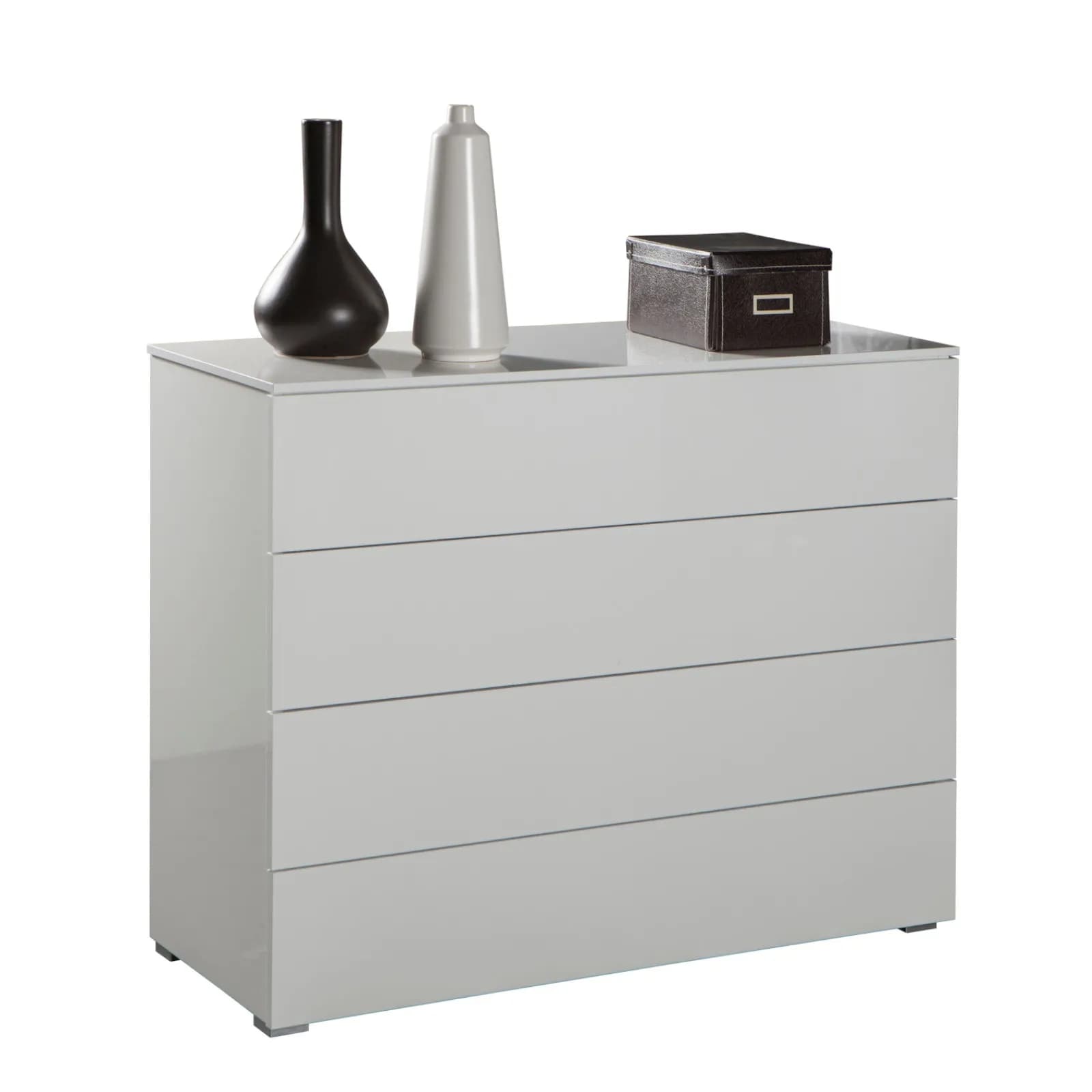 Cassettiera 108x85h cm con 4 cassetti bianco lucido - Reina