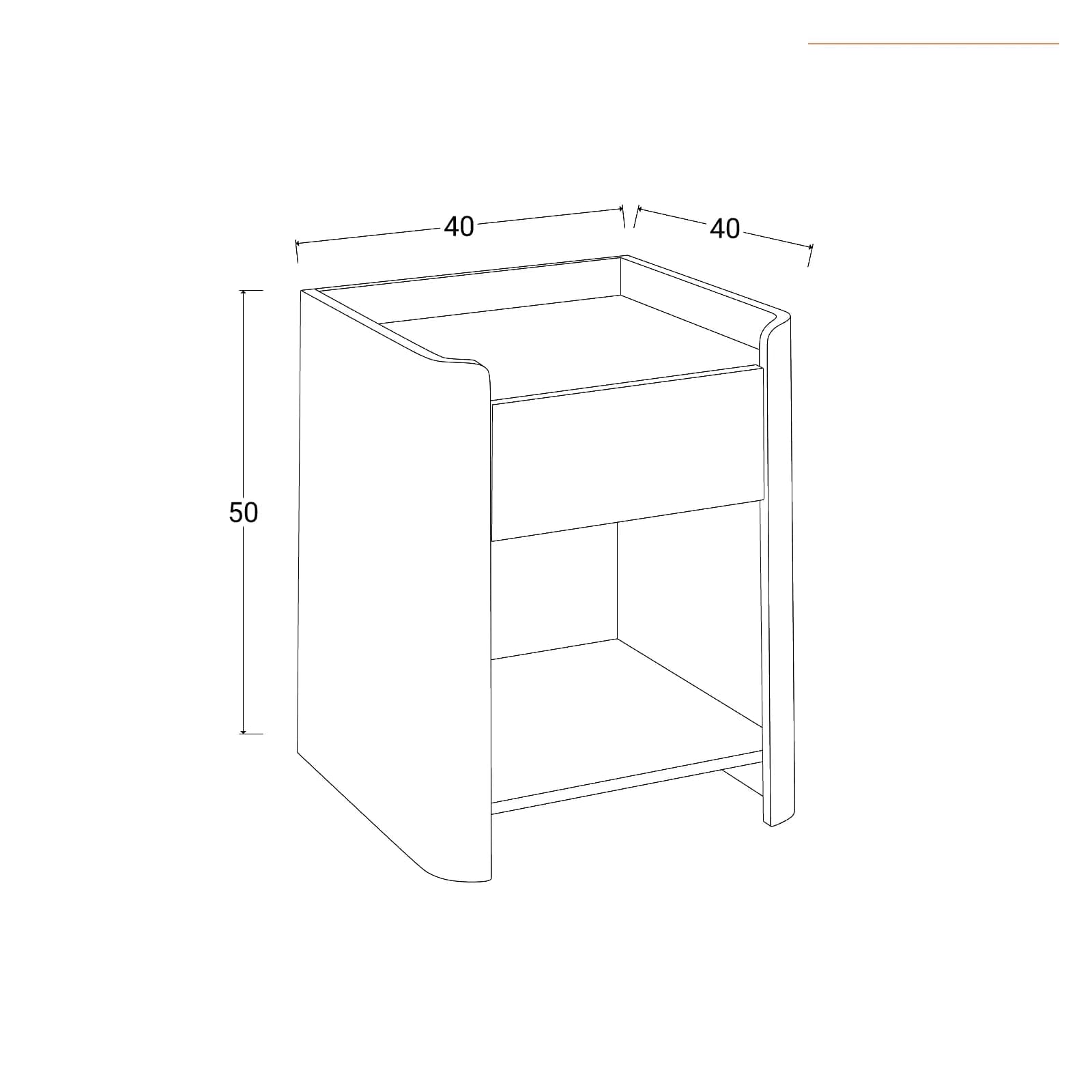Comodino 40x50h cm cashmere e legno chiaro con 1 cassetto - Hiro