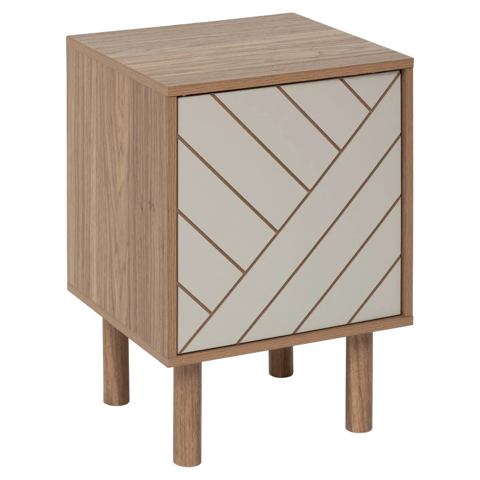 Comodino 34x49h cm in legno naturale con 1 anta cashmere - Maleko