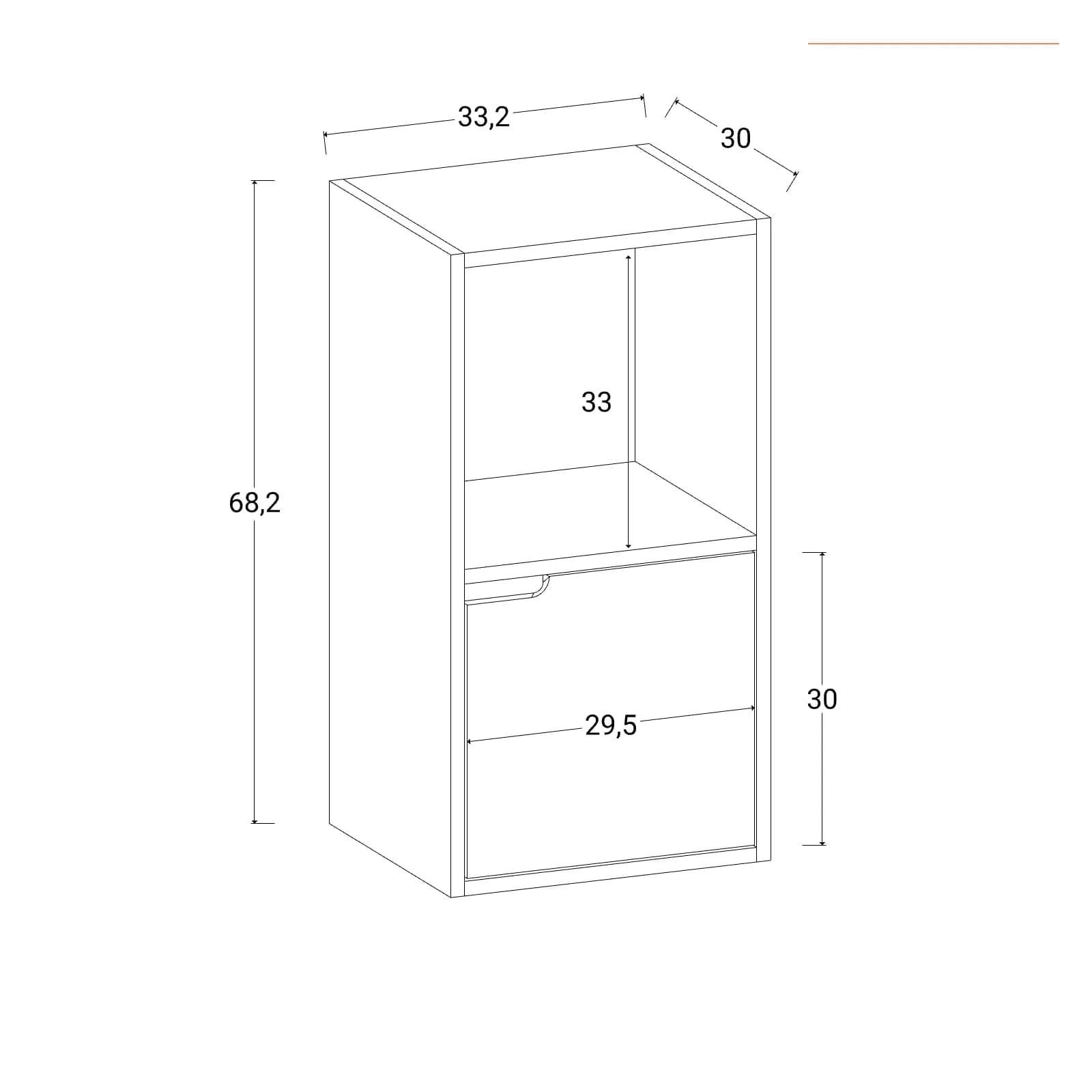 Comodino 34x68h cm noce selex con 1 anta - Melton