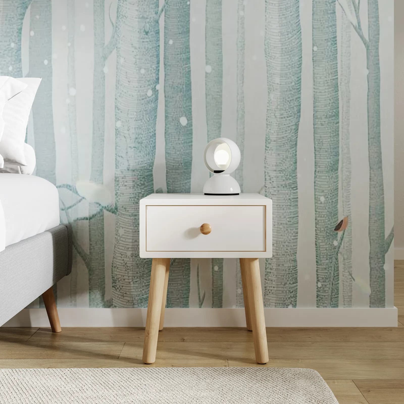 Comodino 35x44h cm in legno naturale e bianco con 1 cassetto - Lollipop