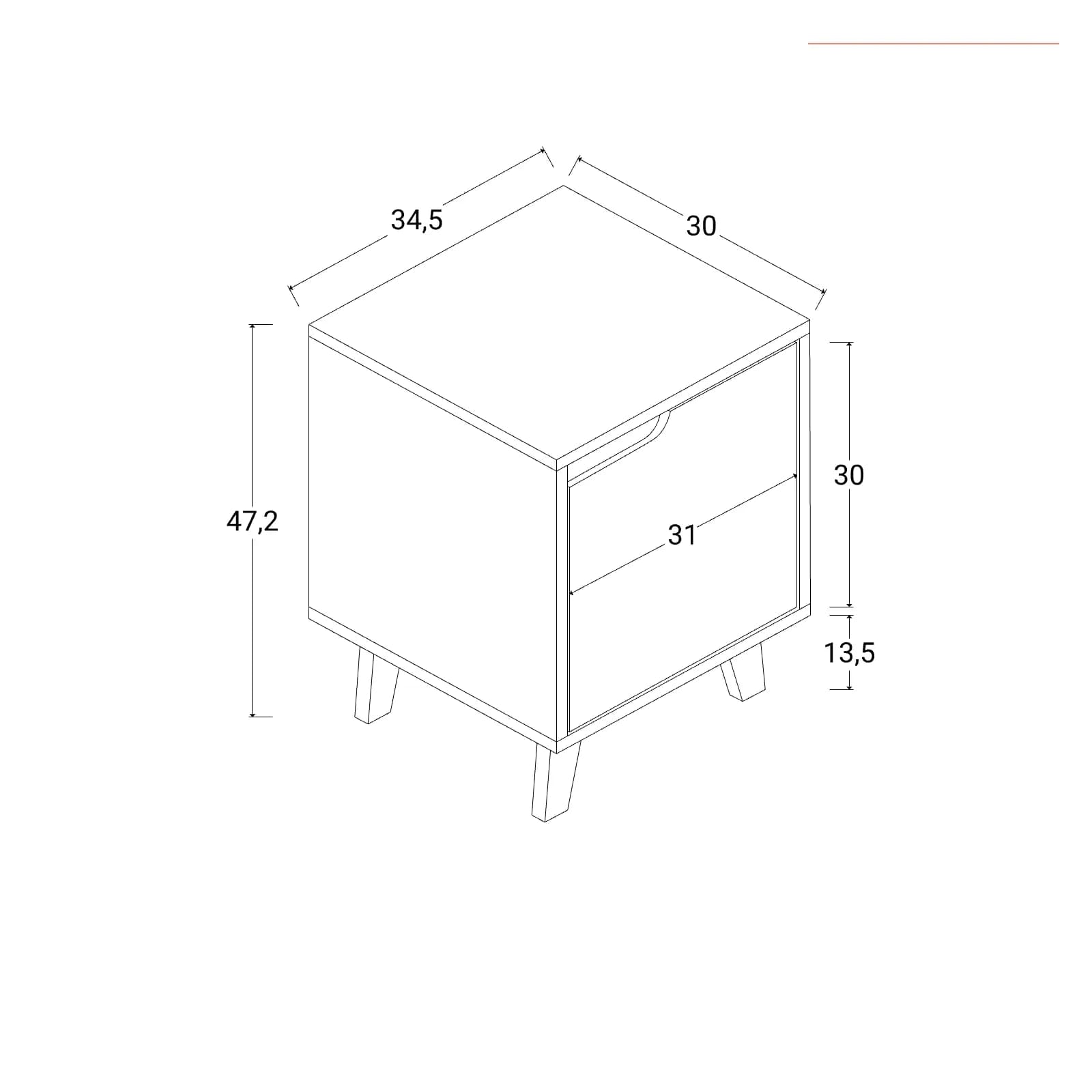 Comodino 35x47hh cm noce selex con 1 anta - Melton