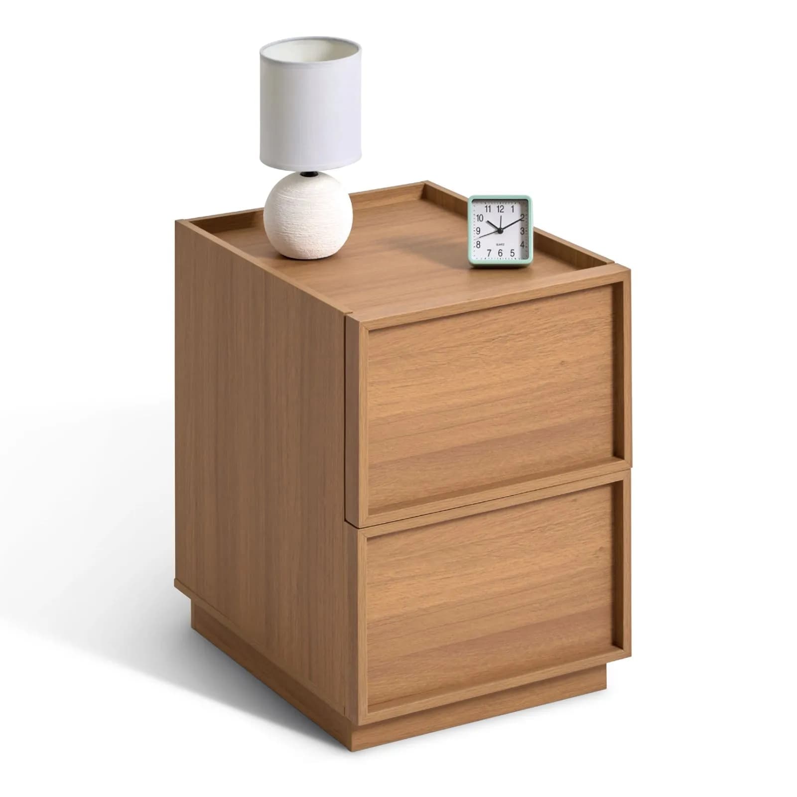 Comodino 38x54h cm in legno effetto ciliegio con 2 cassetti - Nyko