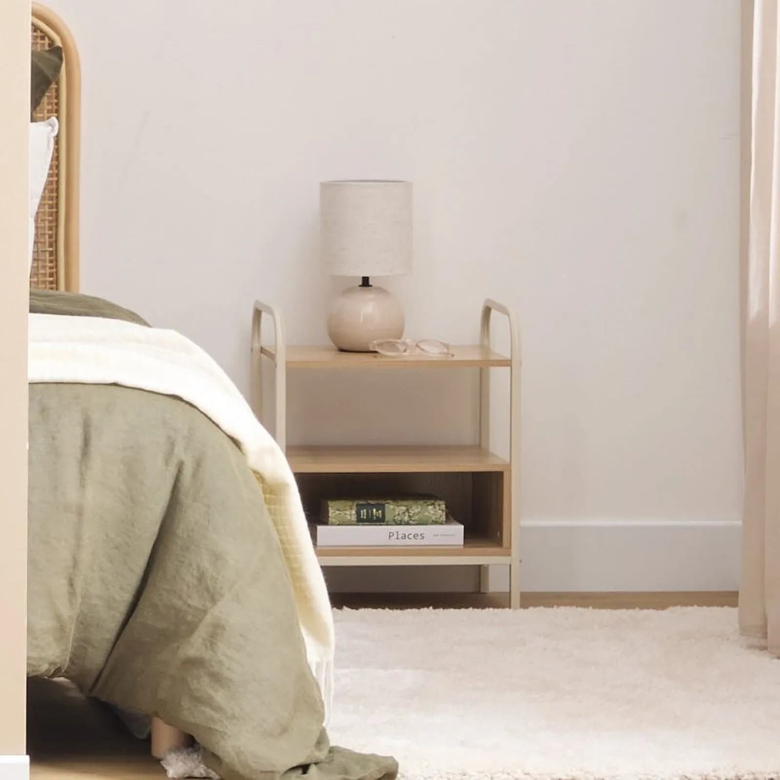 Comodino 40x50h cm in legno e acciaio beige - Sugar
