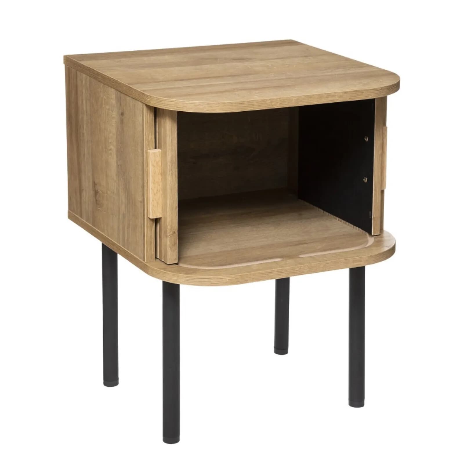 Comodino 40x40 cm con 2 ante in legno cannettato - Dhana