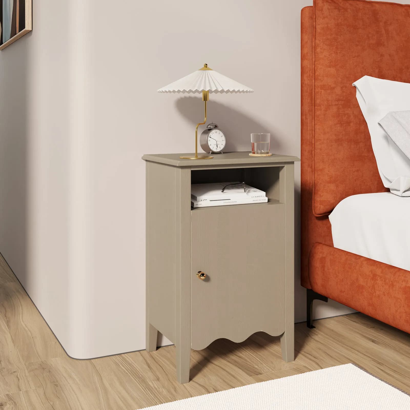 Comodino 43x66h cm tortora con 1 anta - Jasi