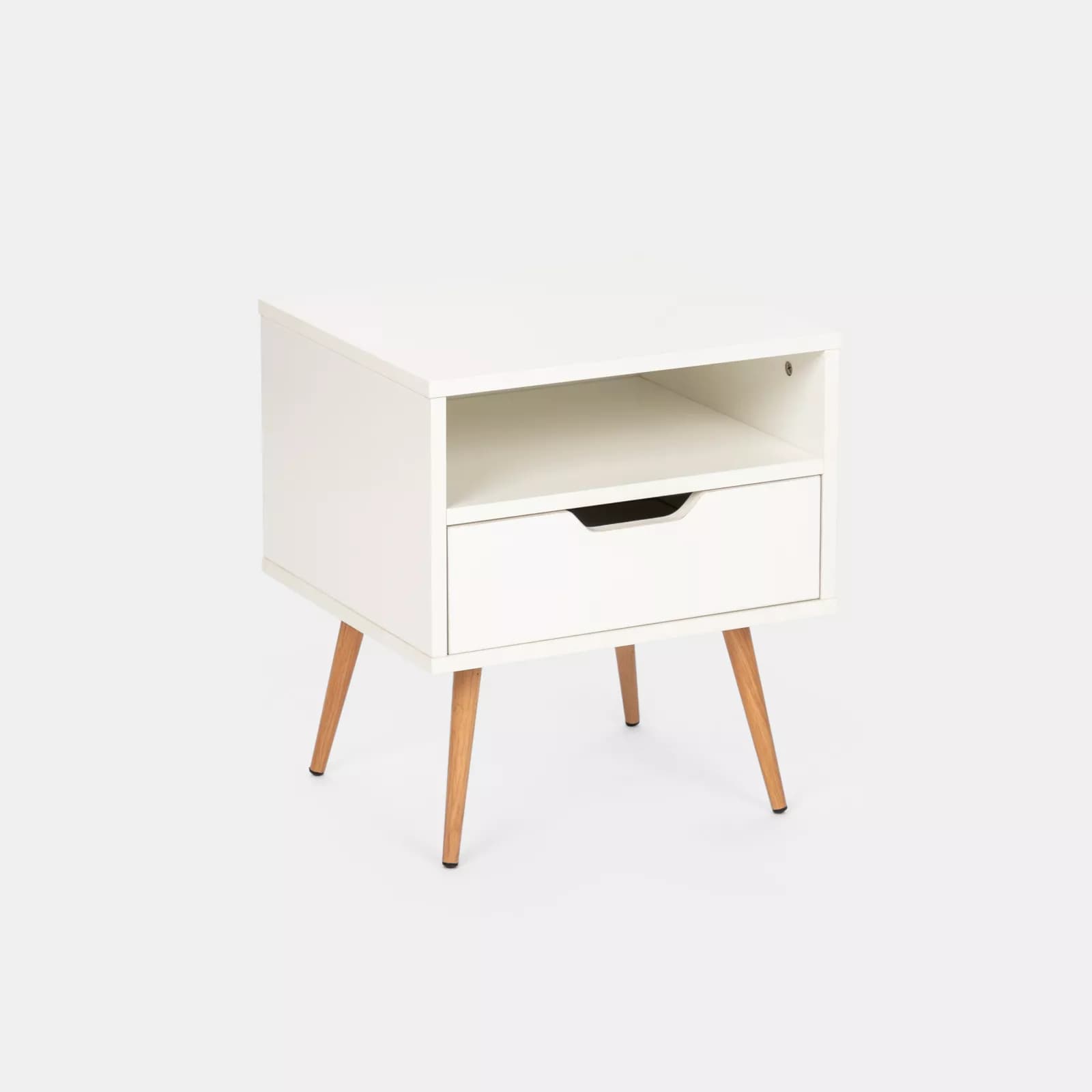 Comodino 45x40 cm in legno bianco lucido - Zylar