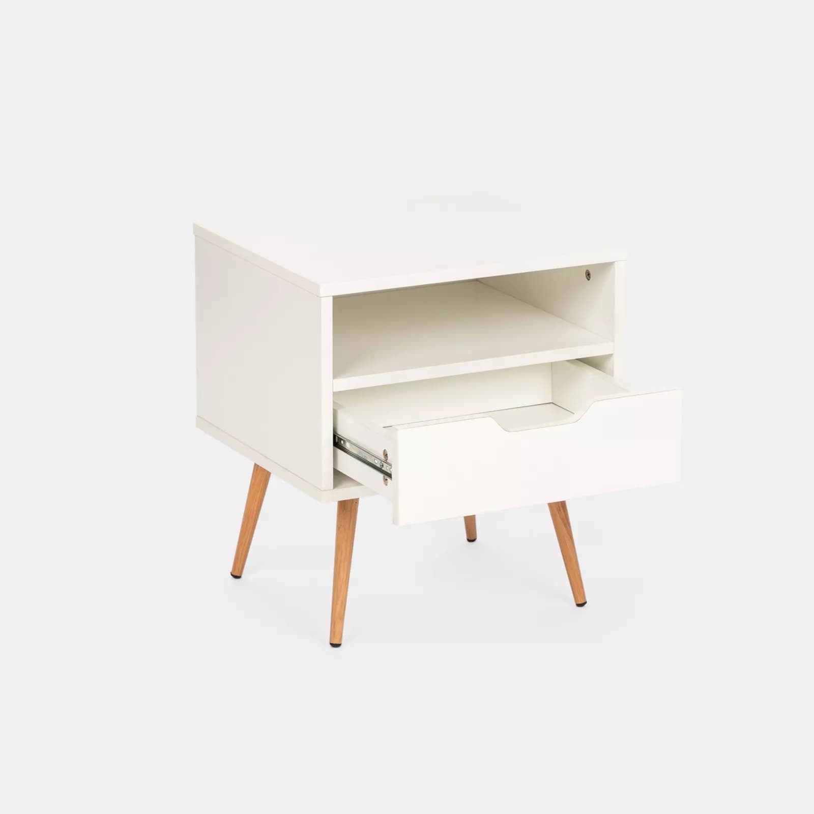 Comodino 45x40 cm in legno bianco lucido - Zylar