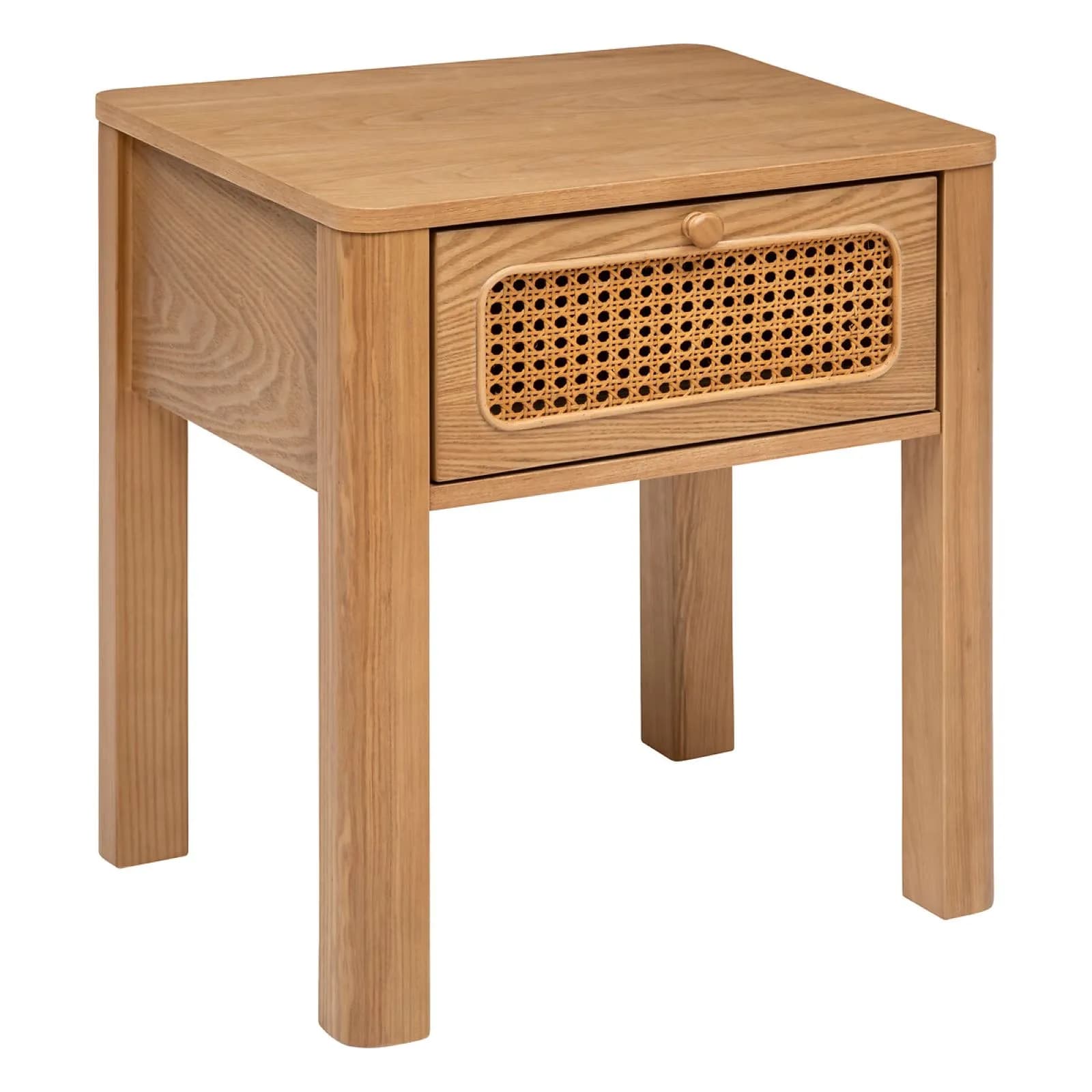 Comodino 45x53h cm in legno naturale e paglia di Vienna con 1 cassetto - Toronto