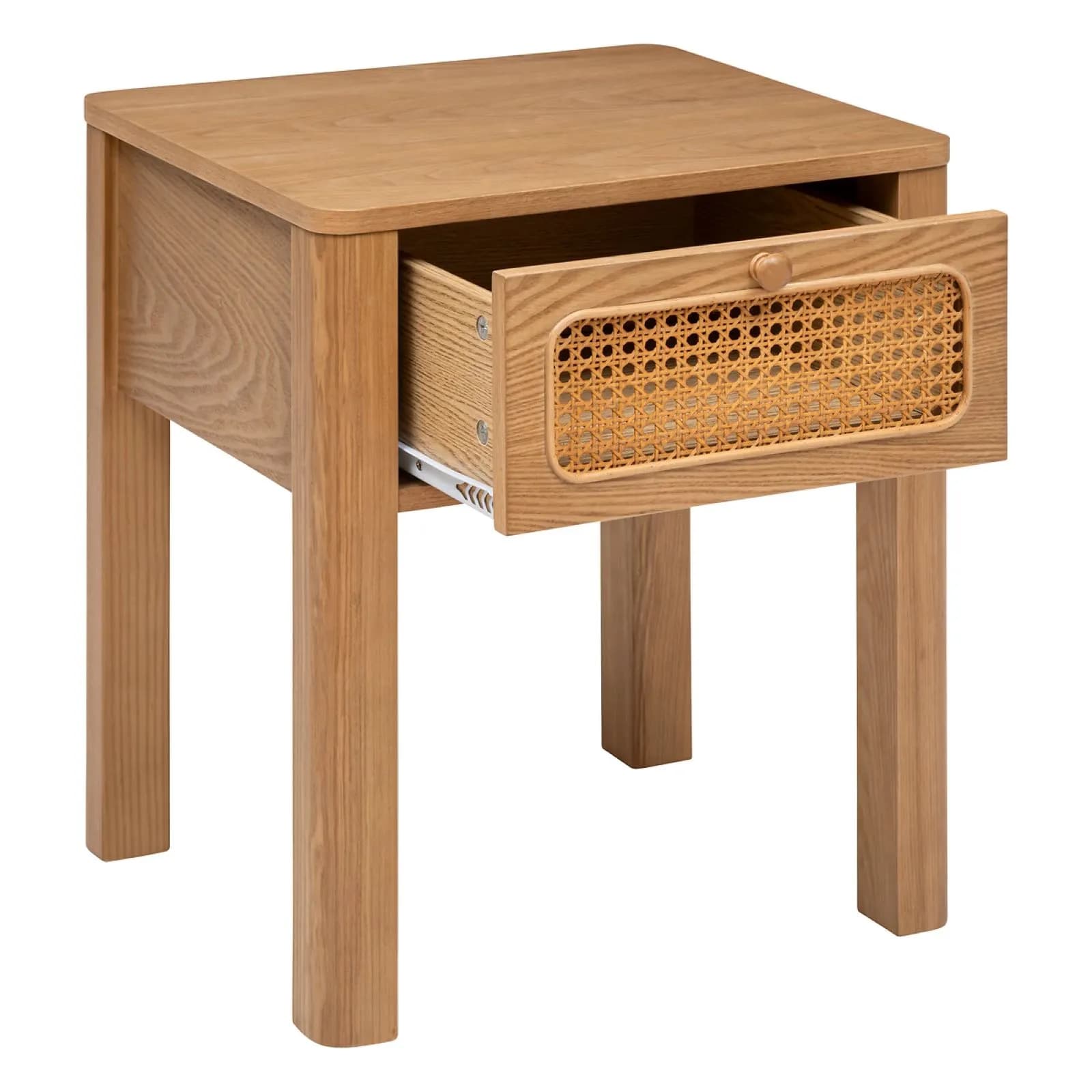 Comodino 45x53h cm in legno naturale e paglia di Vienna con 1 cassetto - Toronto