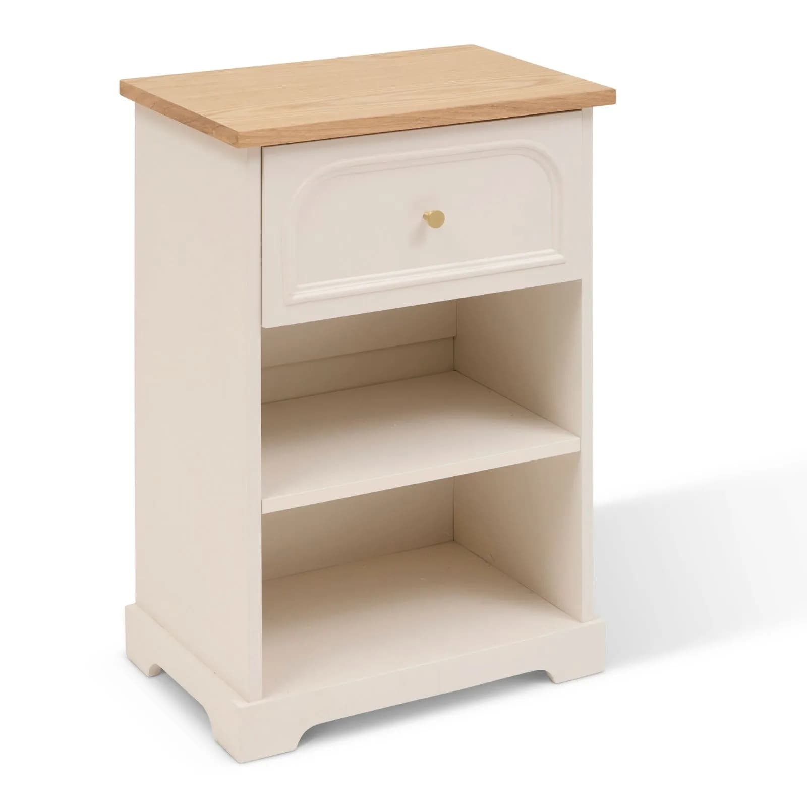 Comodino 45x67h cm in legno beige e naturale con 1 cassetto soft close - Charlotte