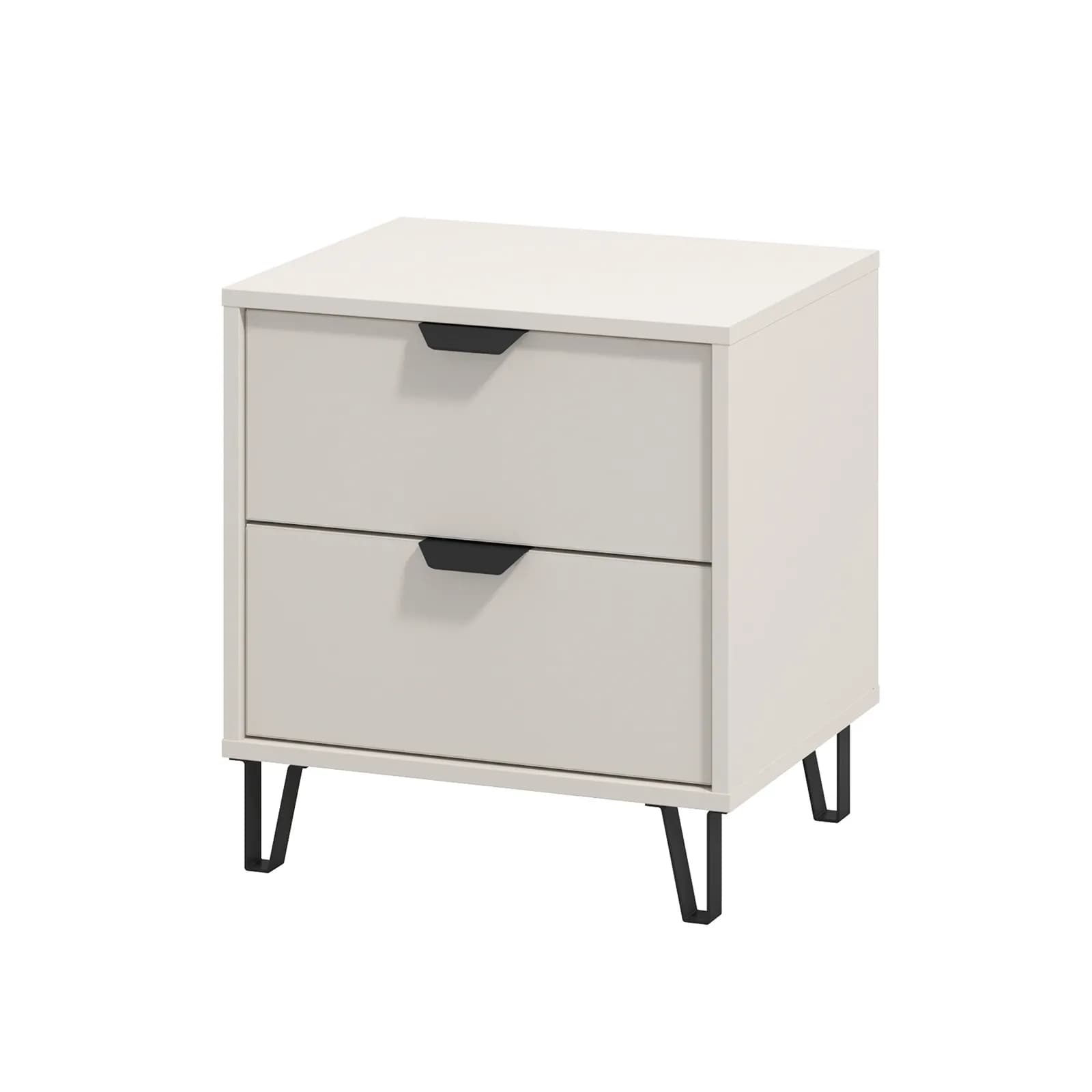Comodino 48x52h cm con 2 cassetti cashmere e piedi neri - Dolan
