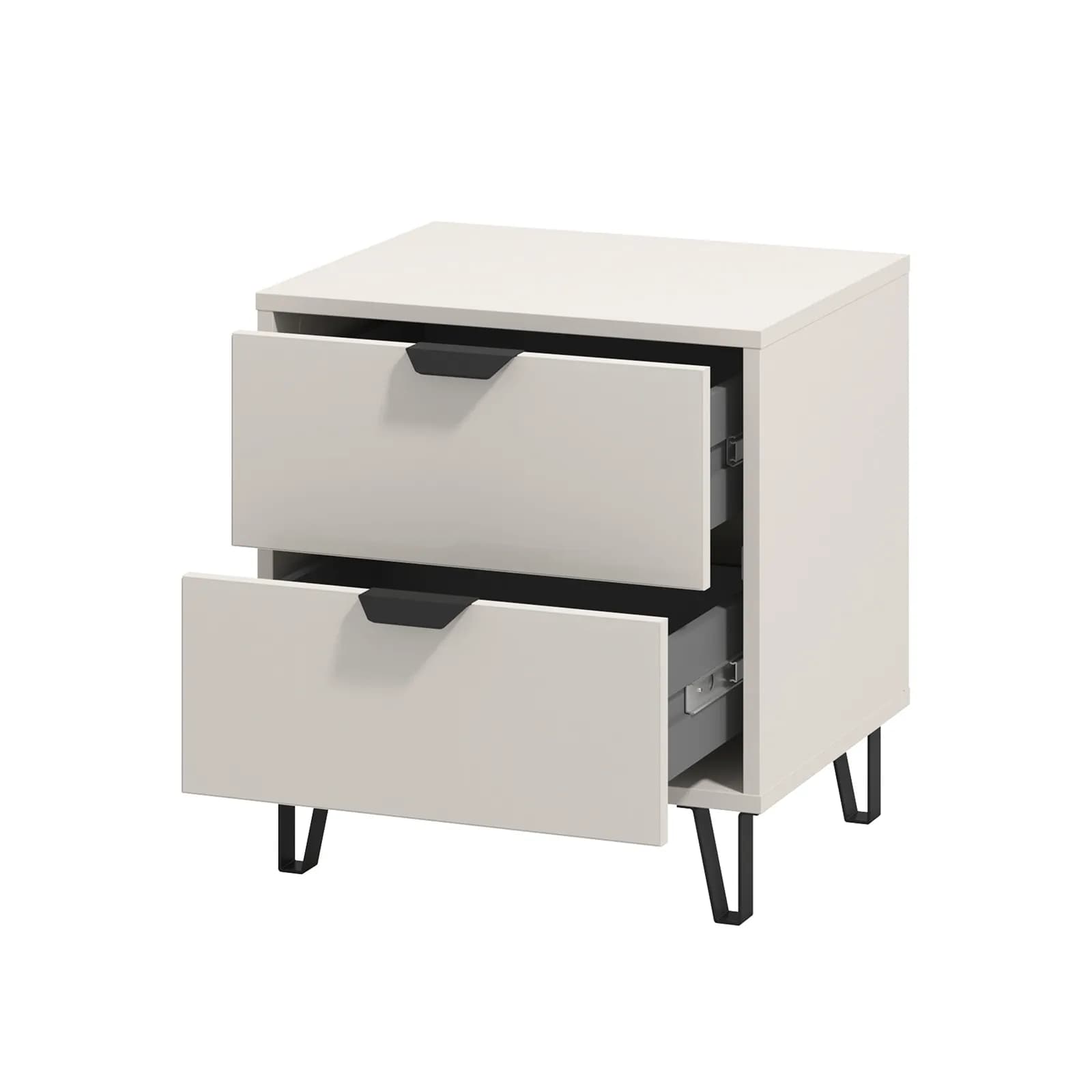 Comodino 48x52h cm con 2 cassetti cashmere e piedi neri - Dolan