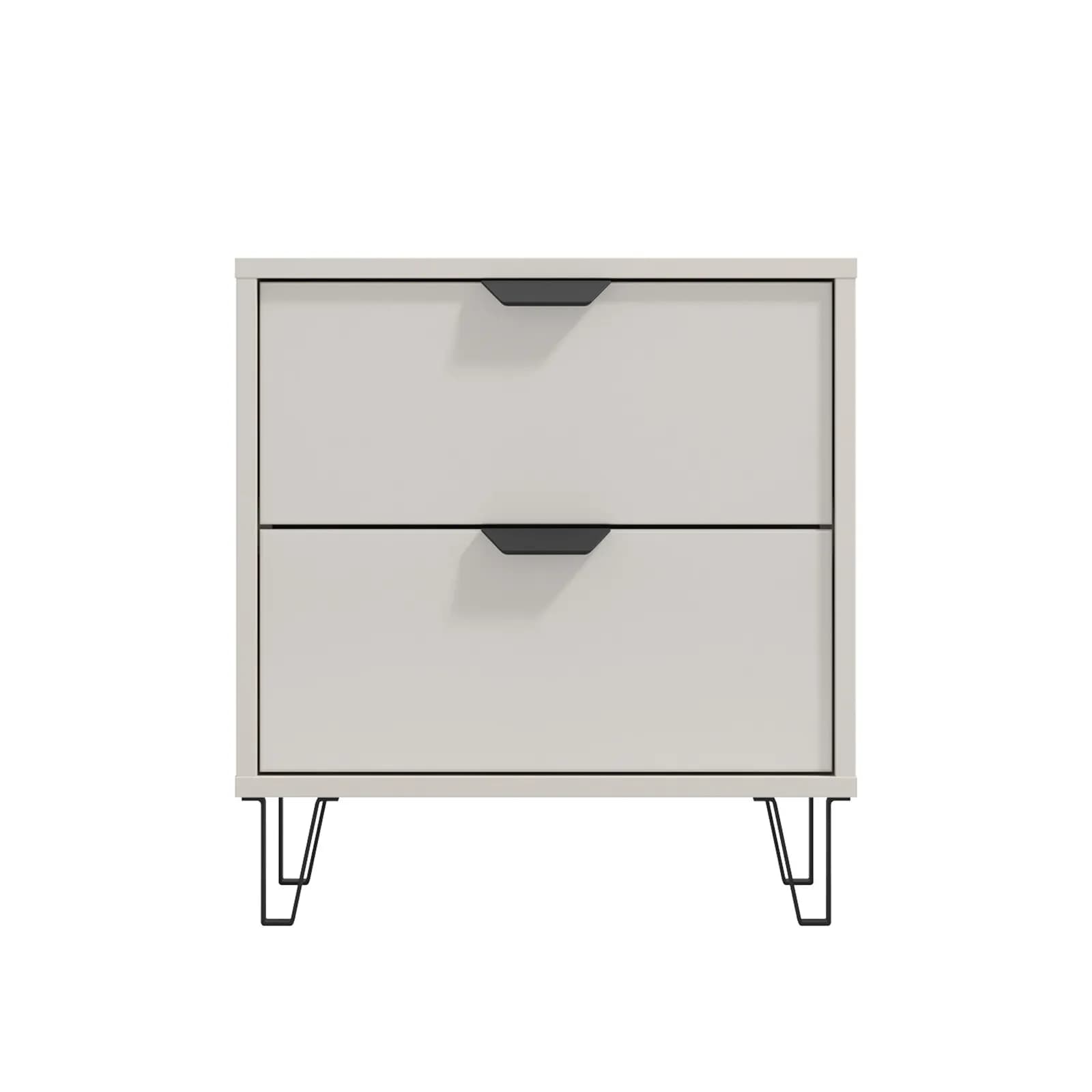 Comodino 48x52h cm con 2 cassetti cashmere e piedi neri - Dolan