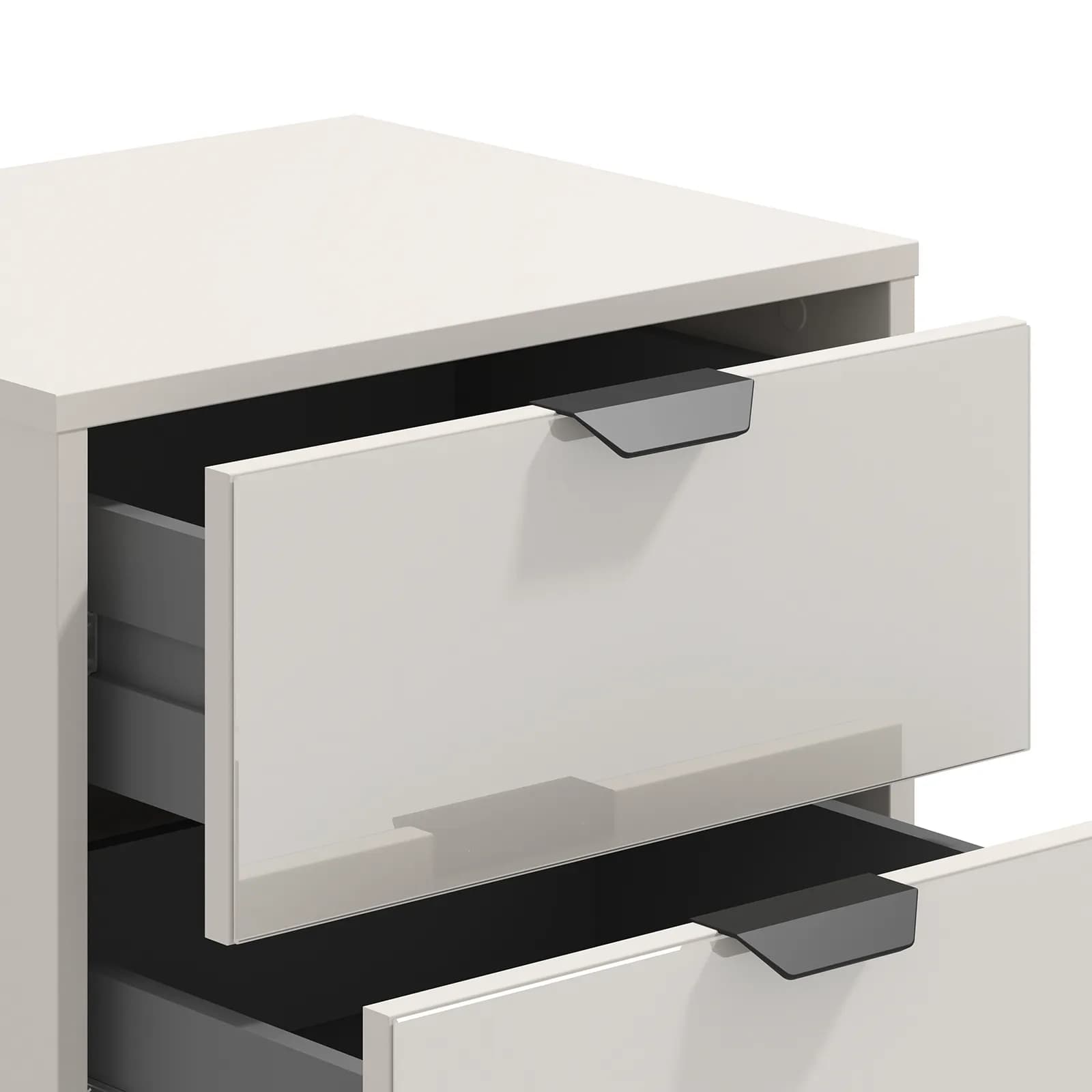 Comodino 48x52h cm con 2 cassetti cashmere e piedi neri - Dolan