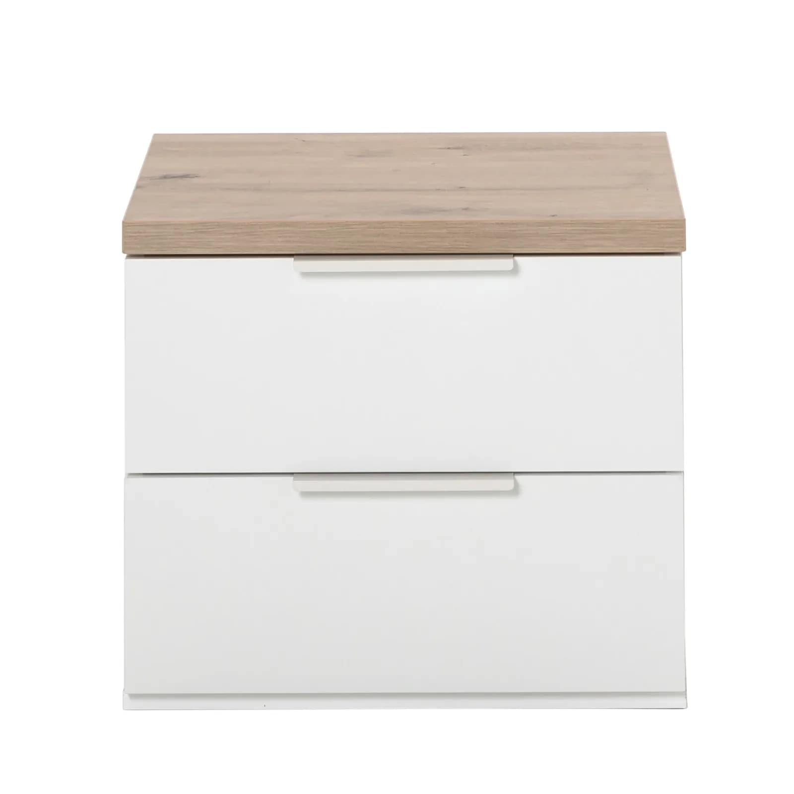 Comodino 49x45h cm con due cassetti in rovere e bianco lucido - Boras night