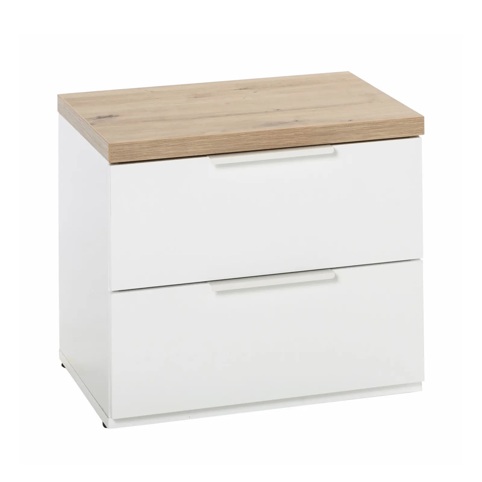 Comodino 49x45h cm con due cassetti in rovere e bianco lucido - Boras night