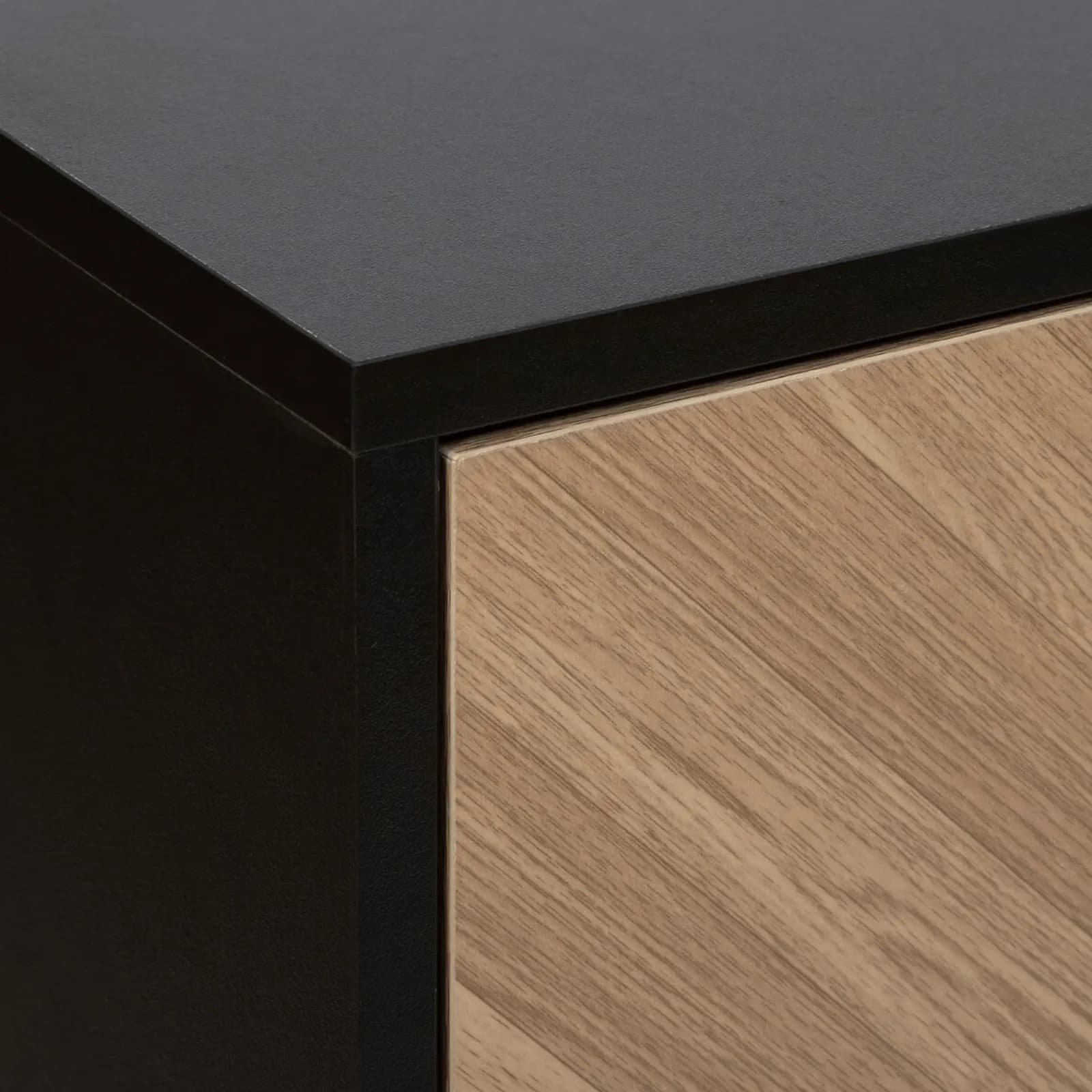 Comodino 45x40 cm nero con 2 cassetti effetto parquet - Blacky