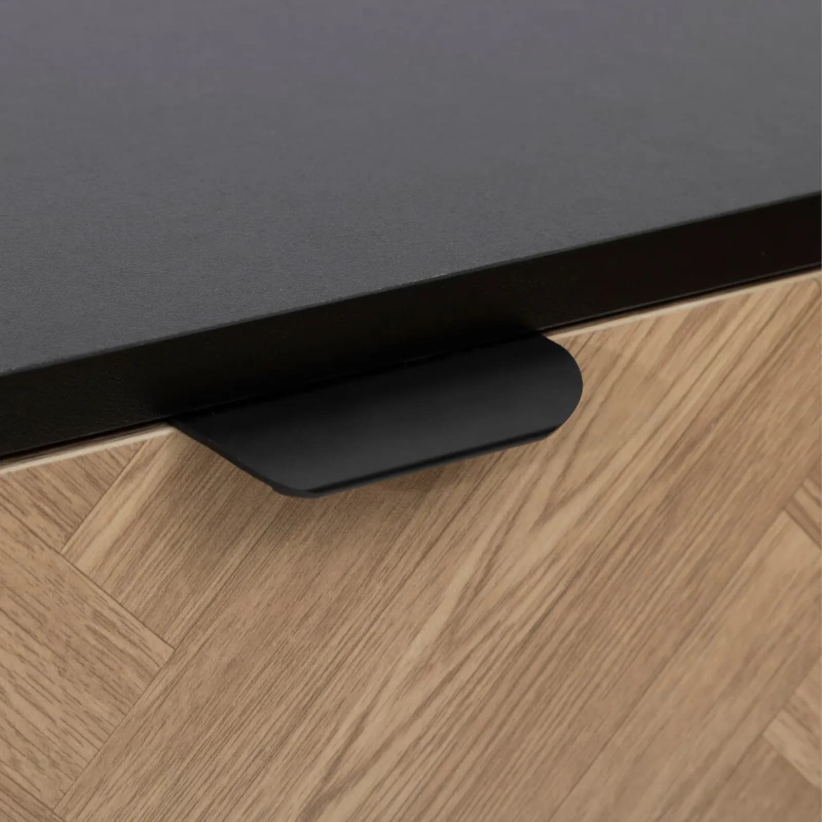 Comodino 45x40 cm nero con 2 cassetti effetto parquet - Blacky