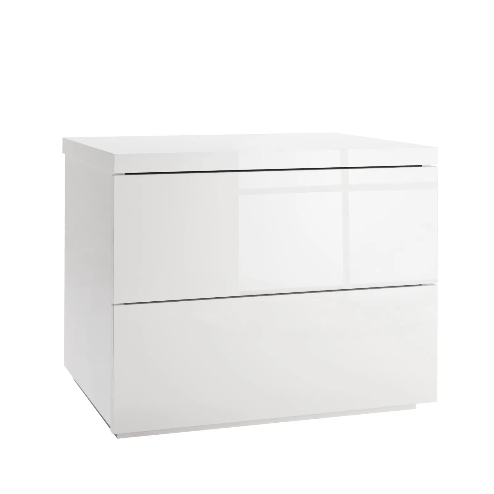 Comodino 55x41h cm filopavimento con due cassetti bianco lucido - Reina
