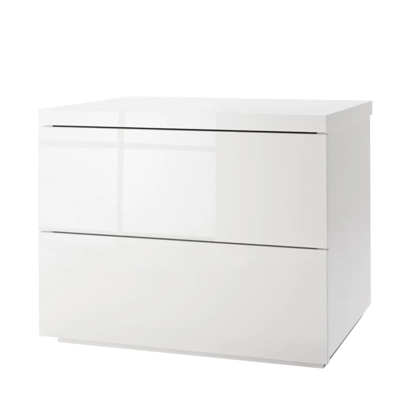 Comodino 55x41h cm filopavimento con due cassetti bianco lucido - Reina