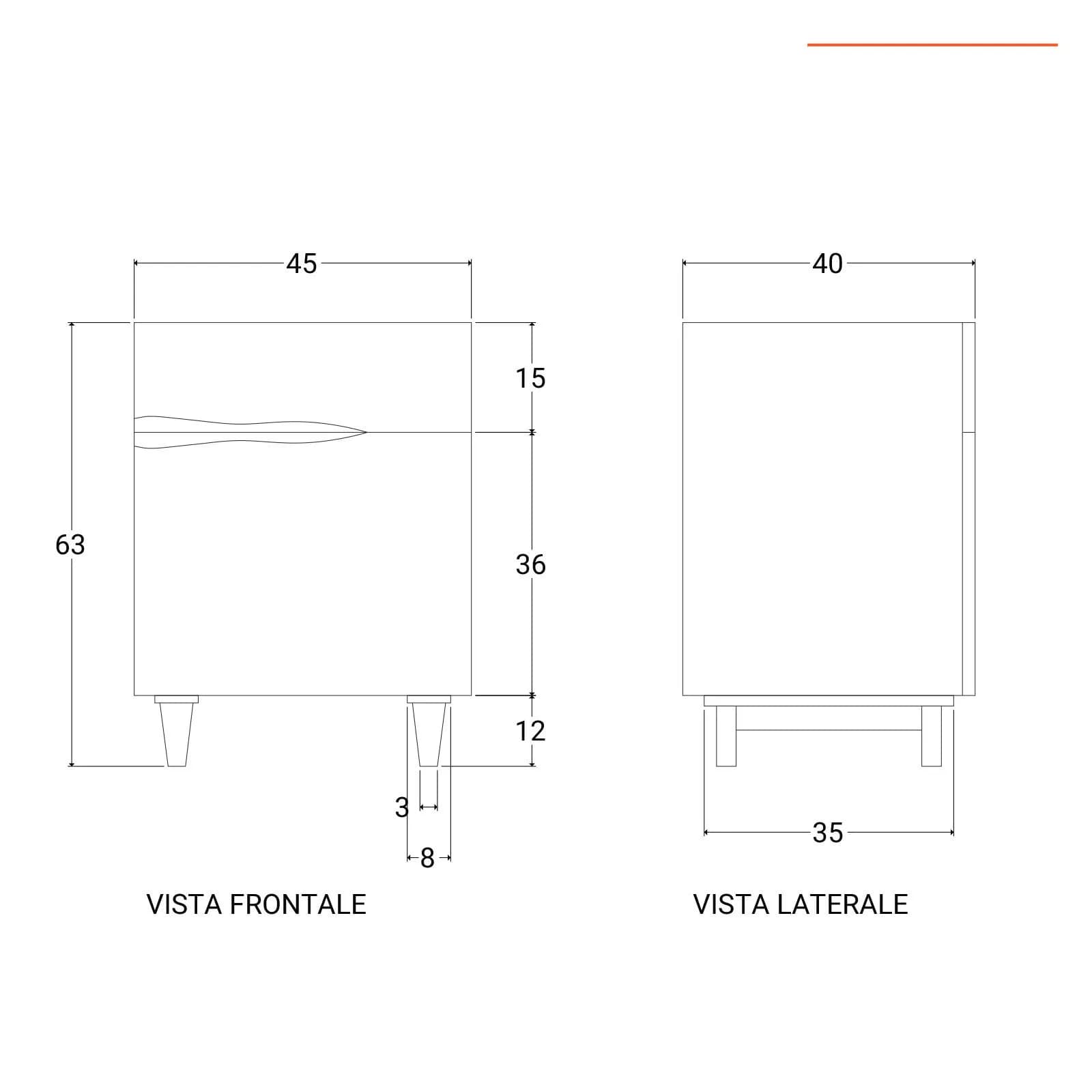 Comodino in legno 45x63h cm con anta e cassetto - Freia Acacia