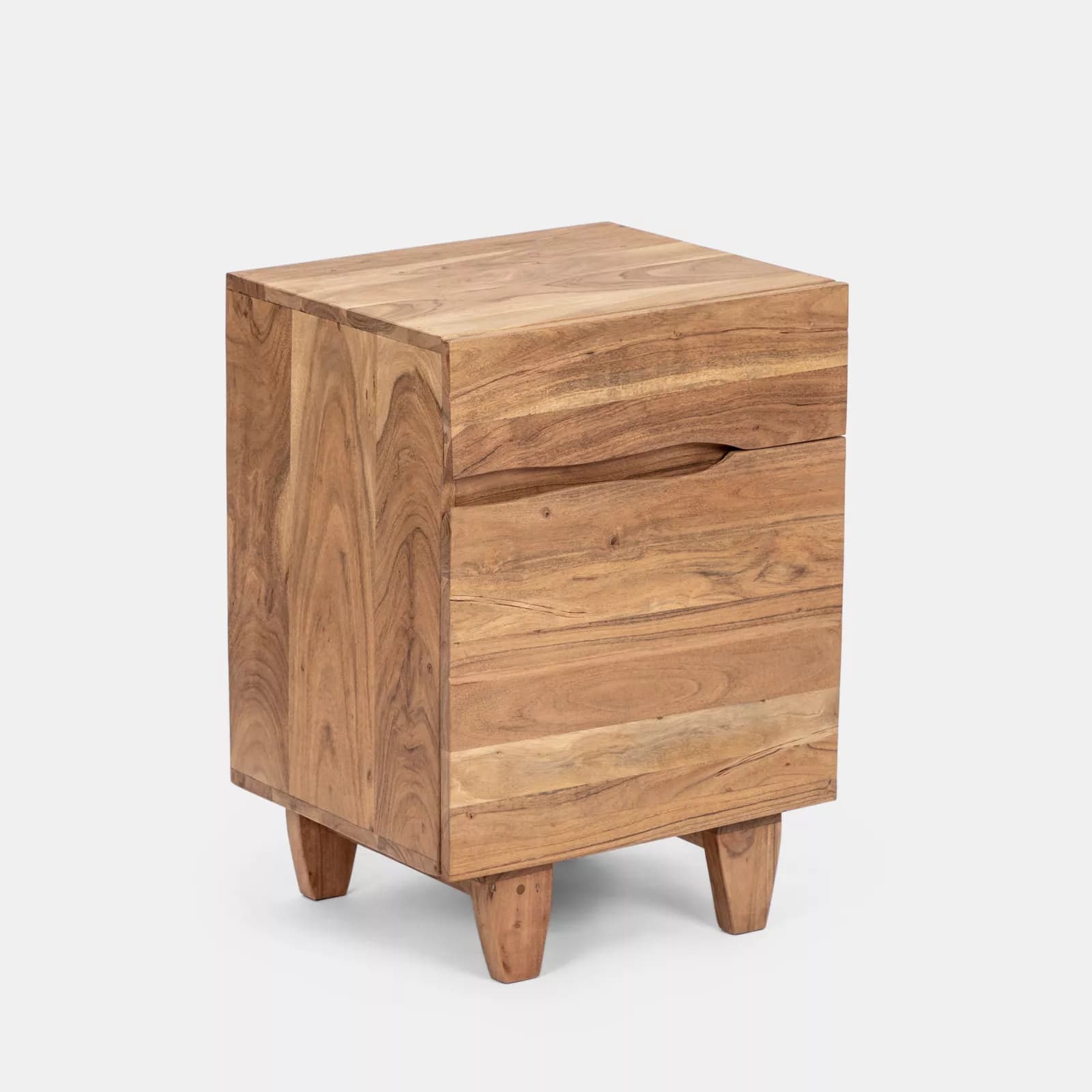 Comodino in legno 45x63h cm con anta e cassetto - Freia Acacia