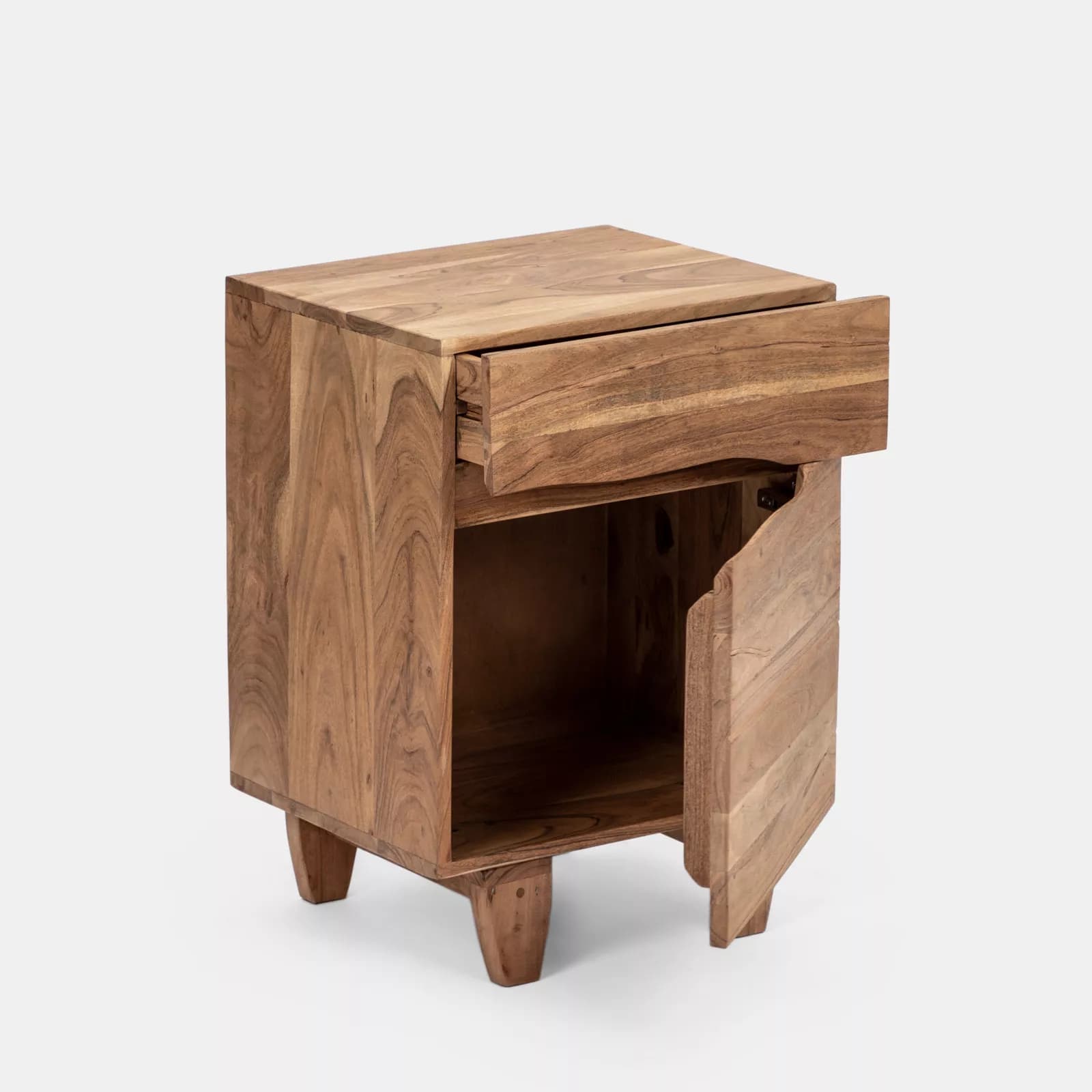 Comodino in legno 45x63h cm con anta e cassetto - Freia Acacia