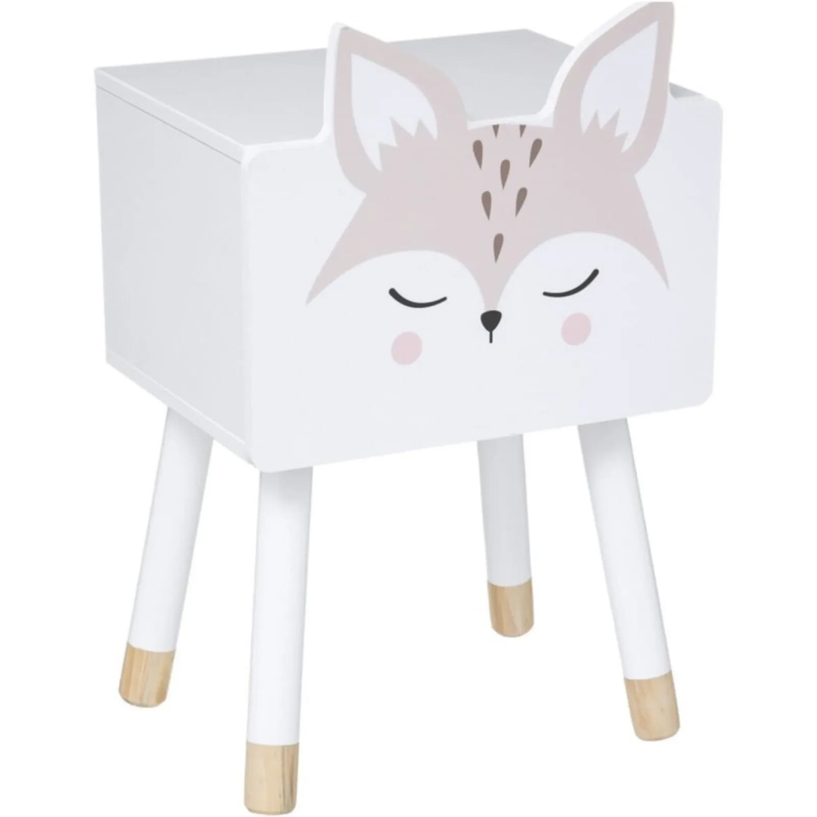 Comodino volpe per bambini 34x53h cm legno bianco - Leery Kids