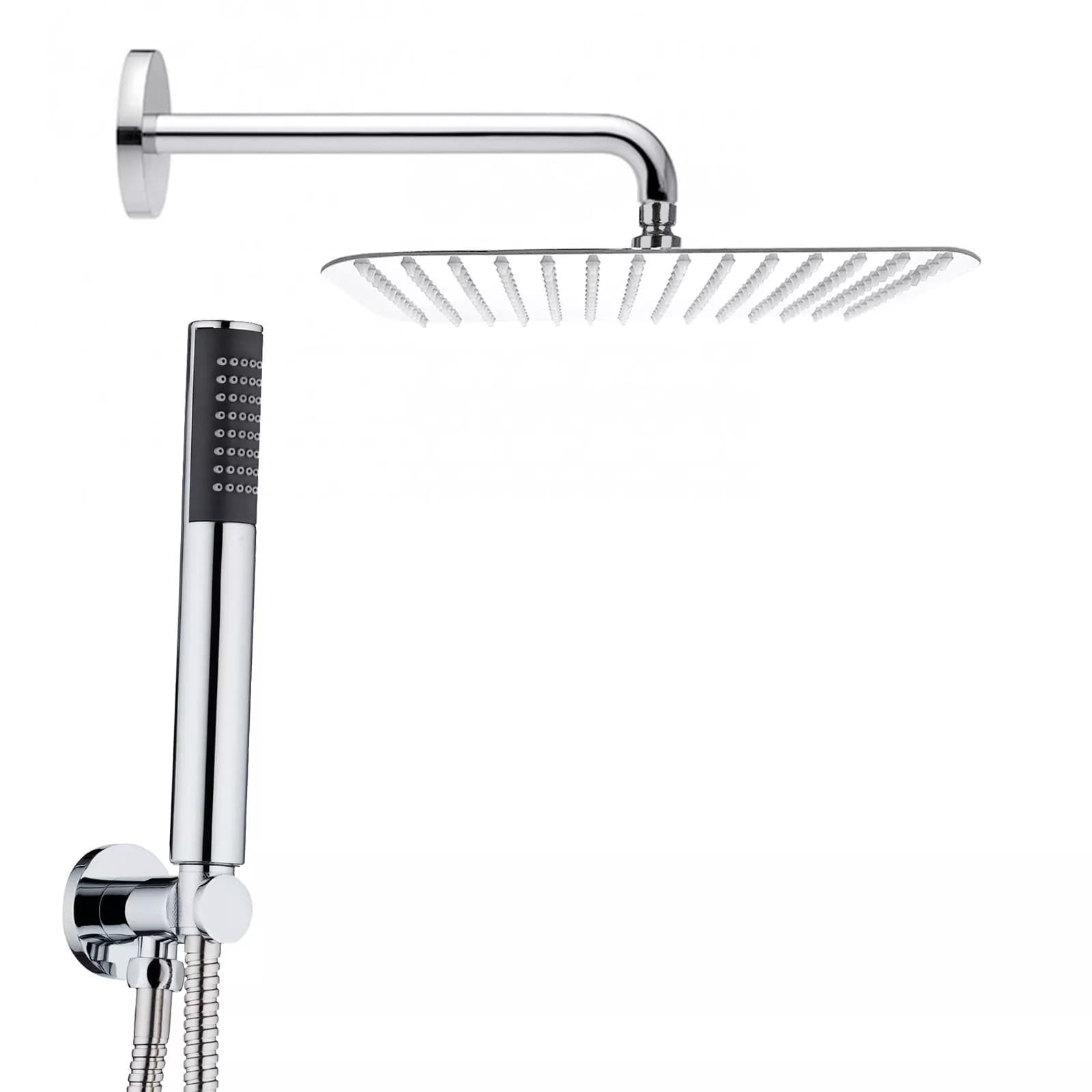 Composizione doccia con braccio 28 cm, soffione 25x15 e doccino con flessibile