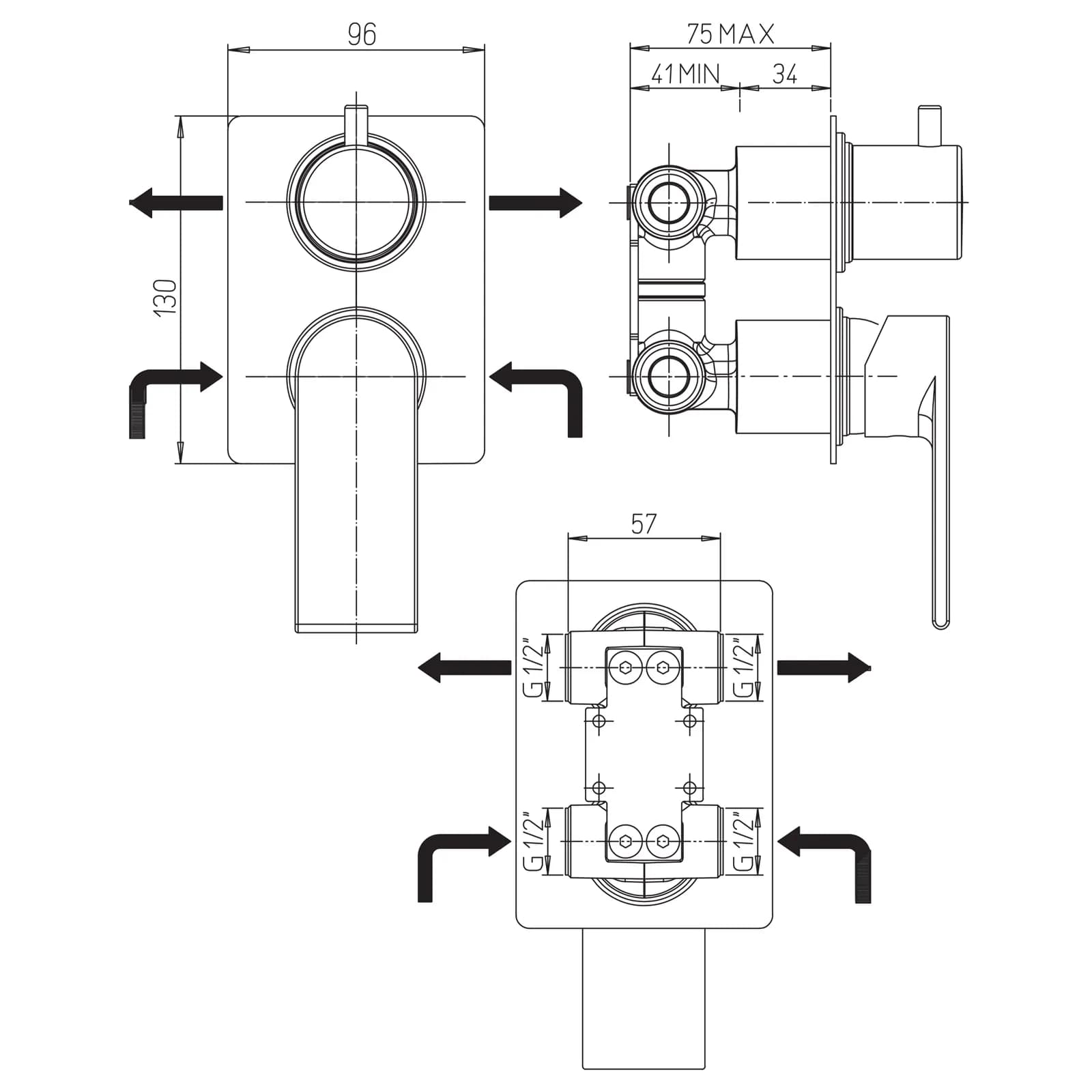 Composizione doccia JACUZZI Rubinetteria Plaza con braccio soffione doccetta e miscelatore