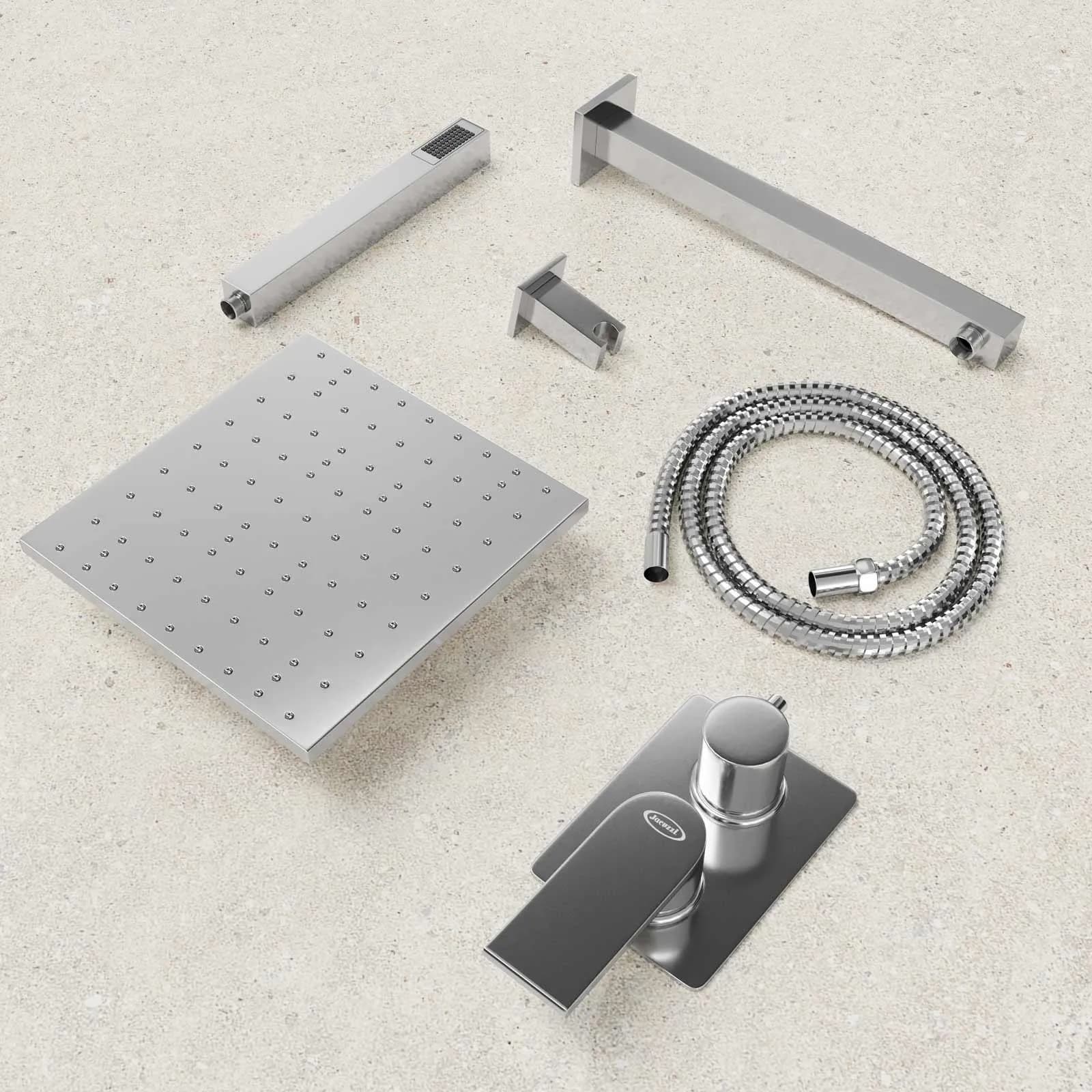 Composizione doccia JACUZZI Rubinetteria Plaza con braccio soffione doccetta e miscelatore
