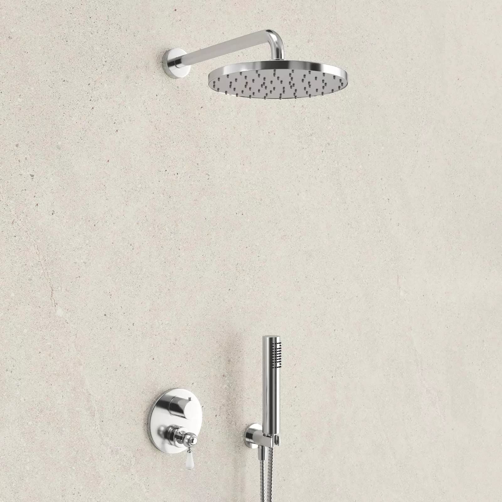 Composizione doccia Jacuzzi - Rubinetteria Brera con braccio soffione doccetta e miscelatore