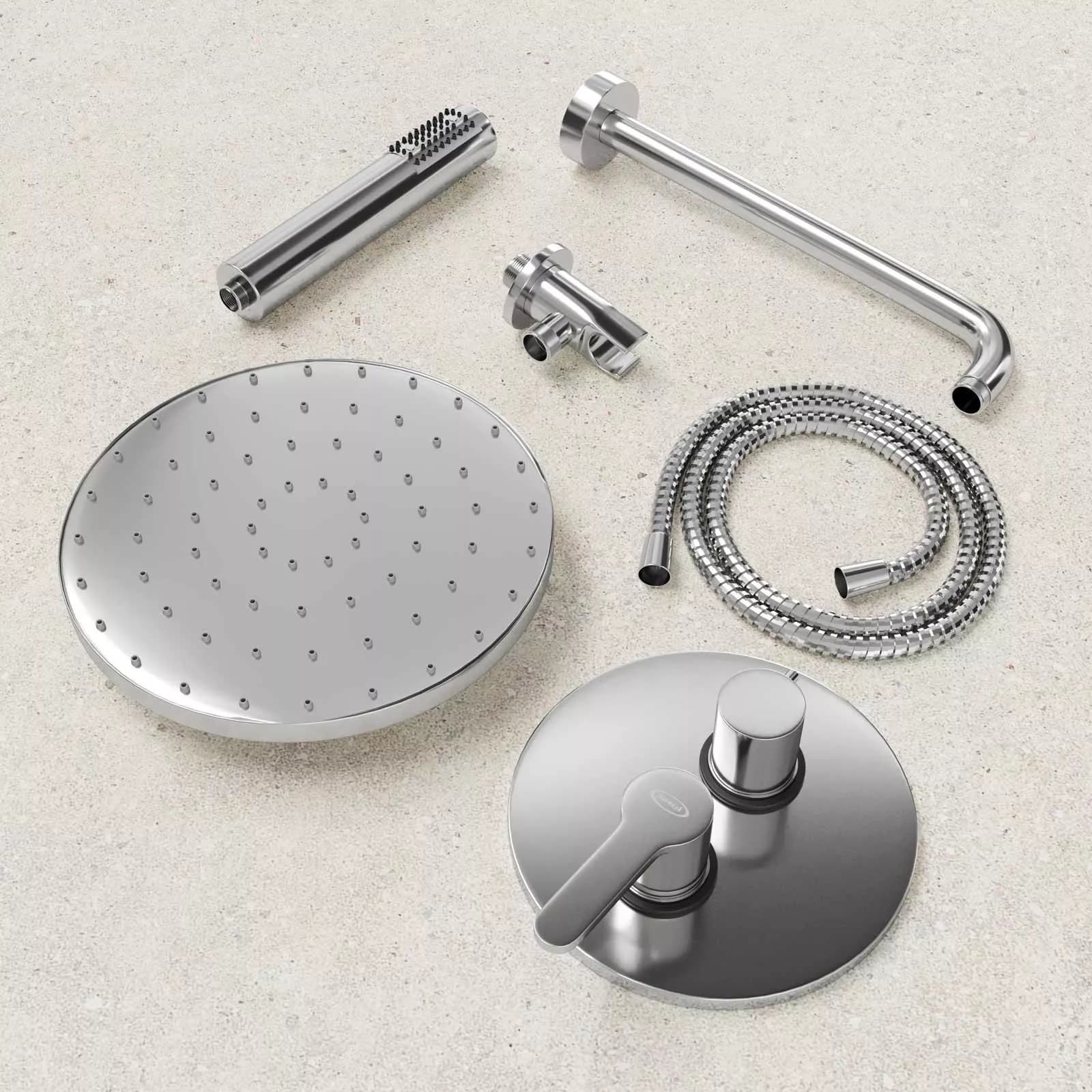 Composizione doccia Jacuzzi - Rubinetteria Flag con braccio soffione doccetta e miscelatore