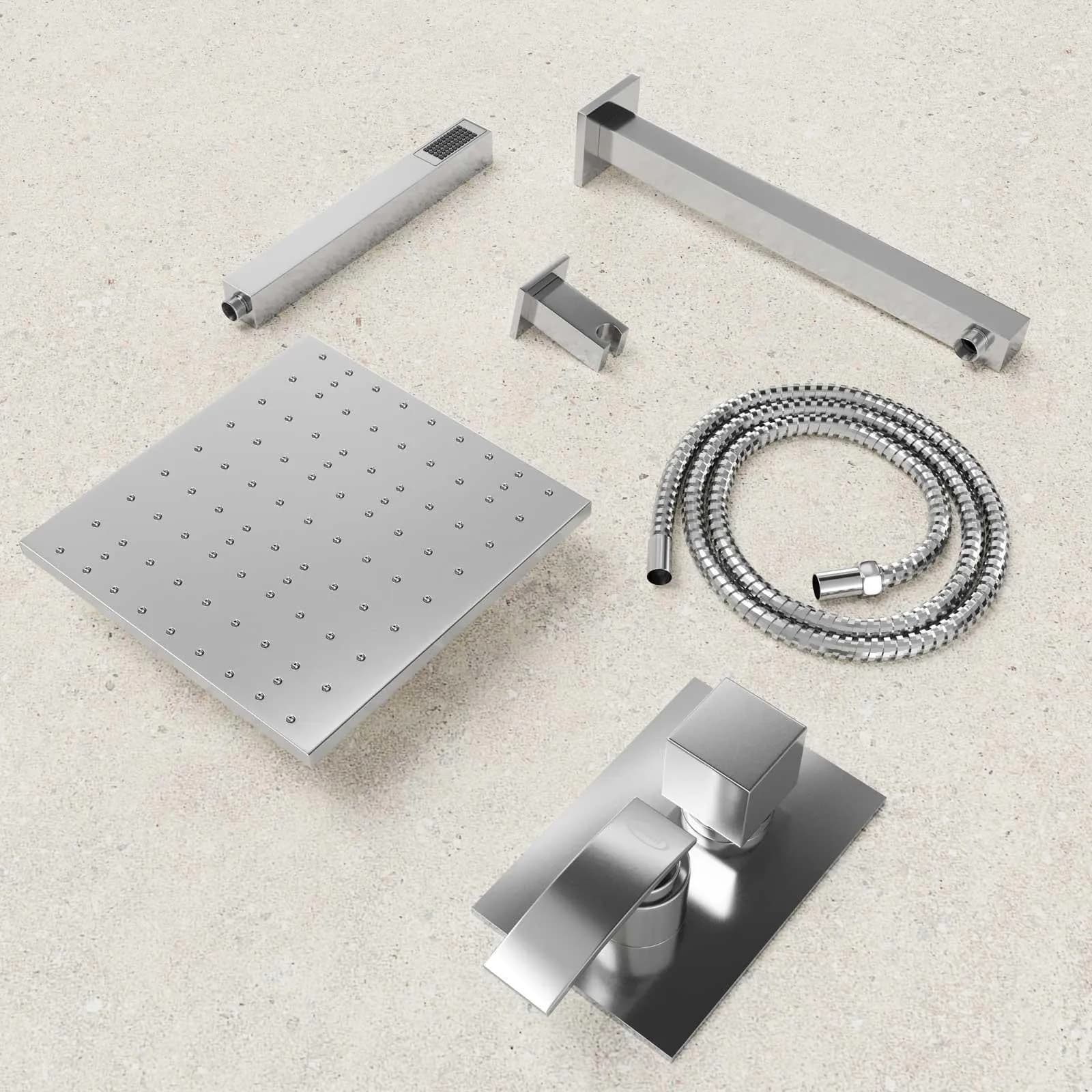 Composizione doccia Jacuzzi - Rubinetteria Glint con braccio soffione doccetta e miscelatore