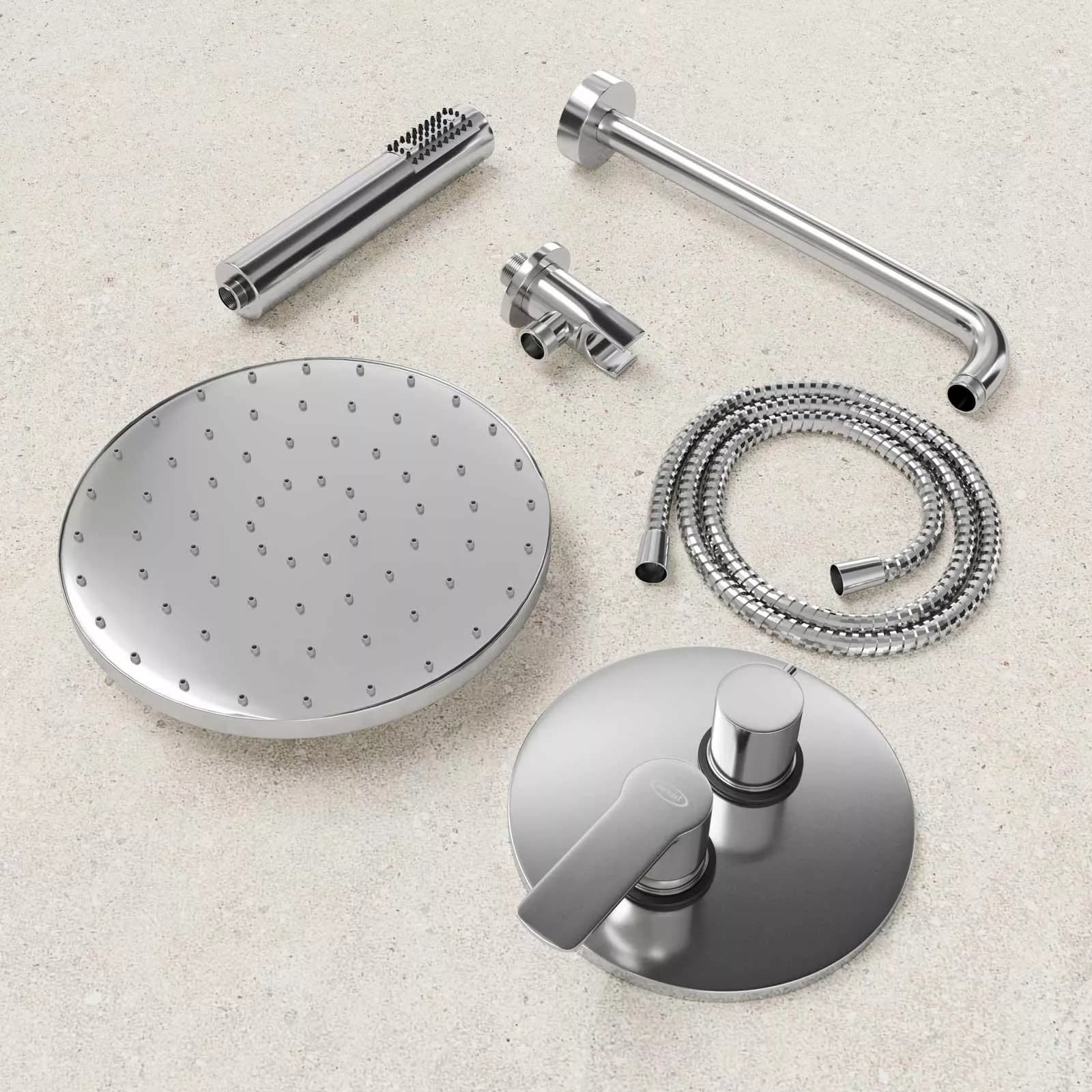 Composizione doccia Jacuzzi - Rubinetteria Opalia con braccio soffione doccetta e miscelatore