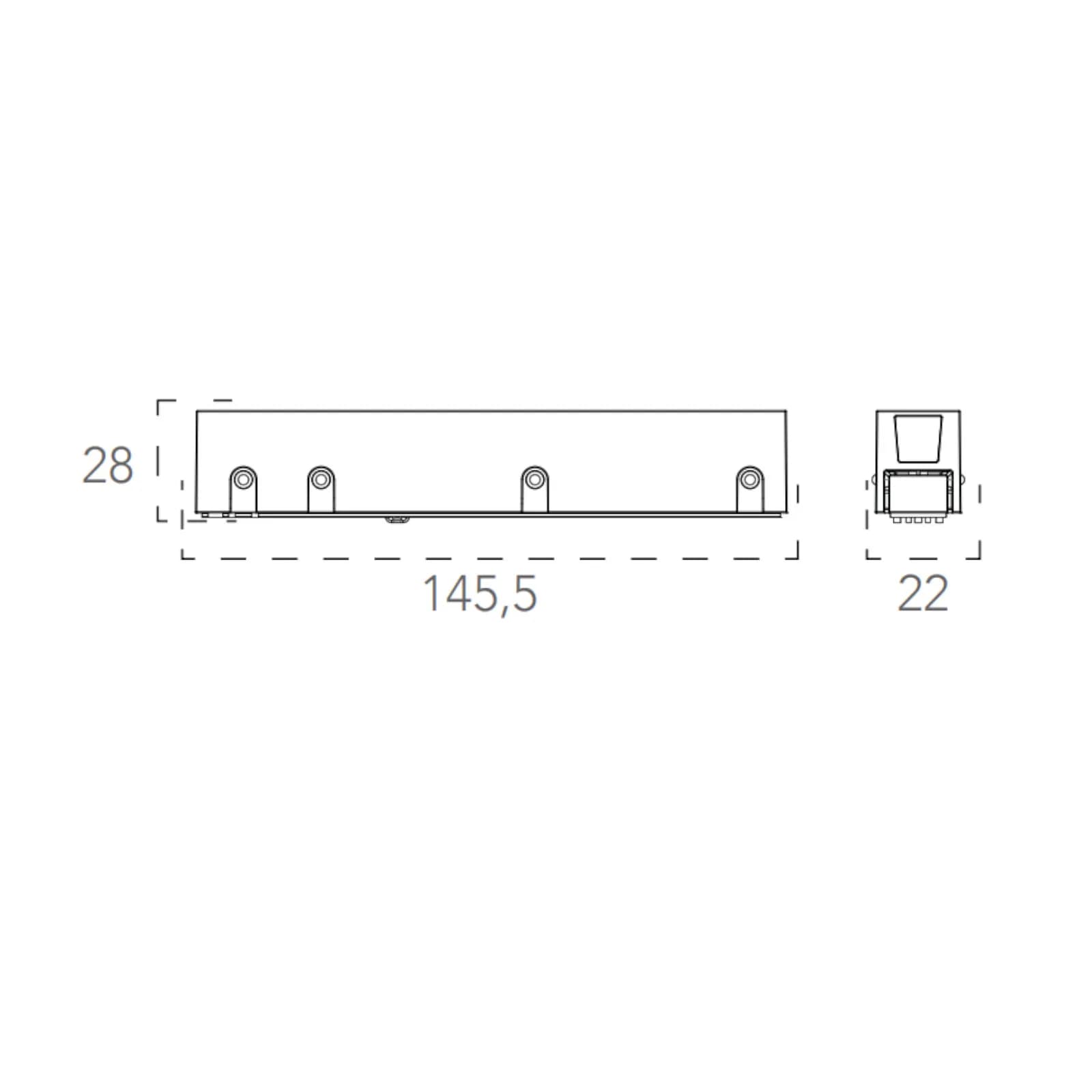Connettore 14,5 cm 48 V per sistema binario - Power Row - Inc - Met - Light