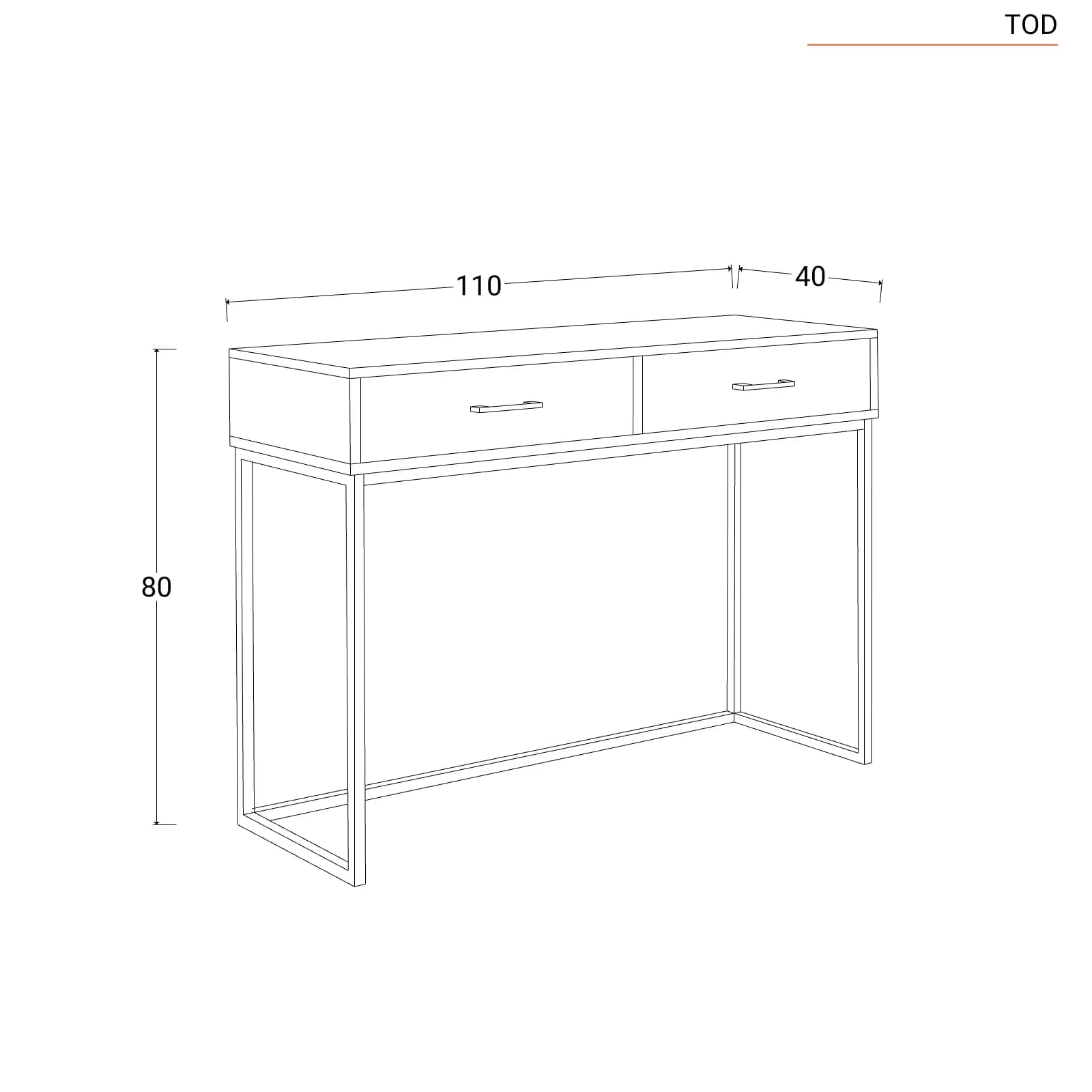 Consolle 110x80h cm in legno rovere e grigio con due cassetti - Tod