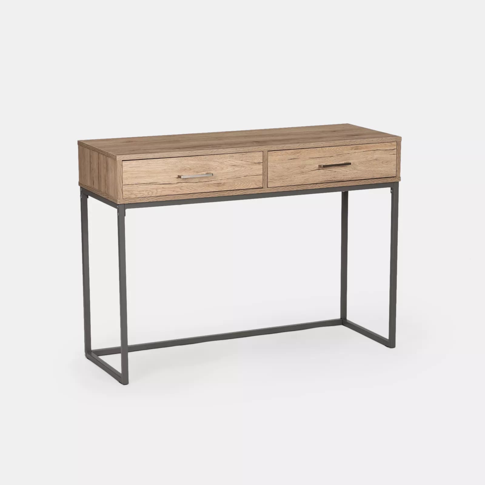Consolle 110x80h cm in legno rovere e grigio con due cassetti - Tod