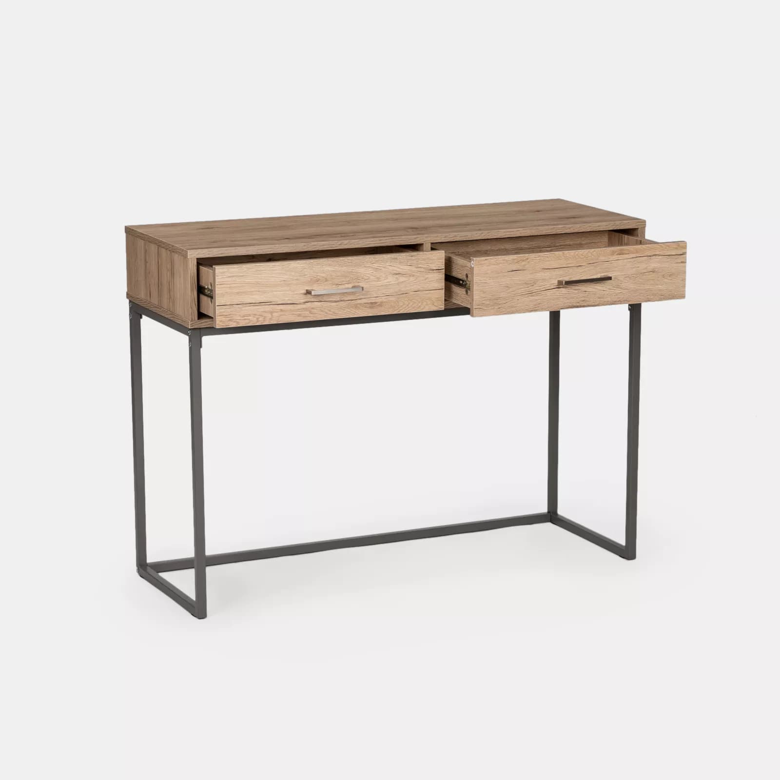 Consolle 110x80h cm in legno rovere e grigio con due cassetti - Tod