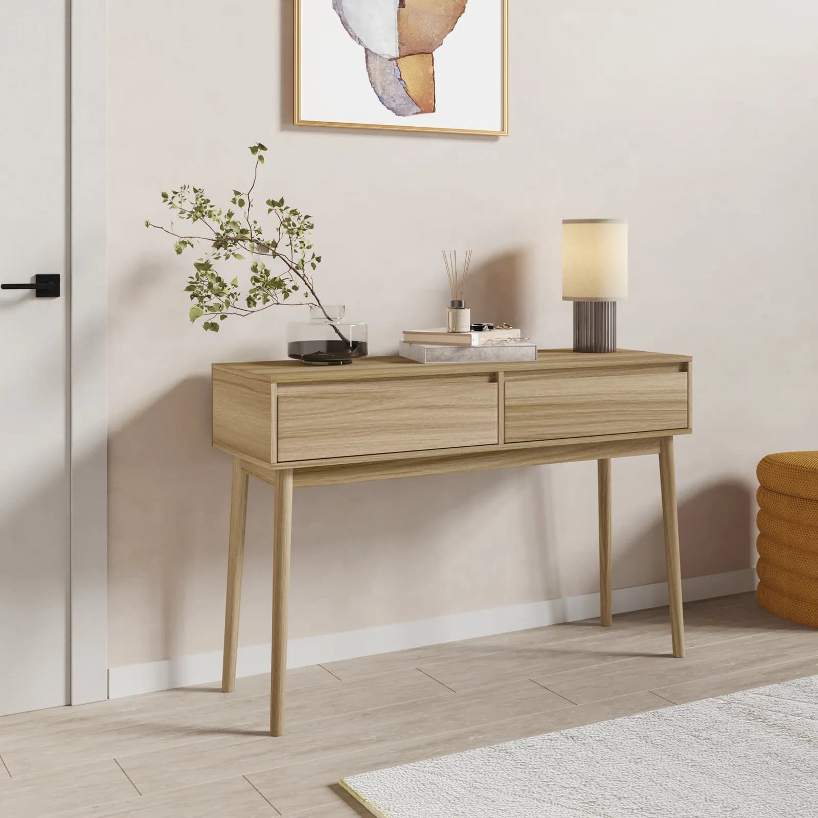 Consolle 114x76h cm effetto rovere kyoto con 2 cassetti soft close - Nathur