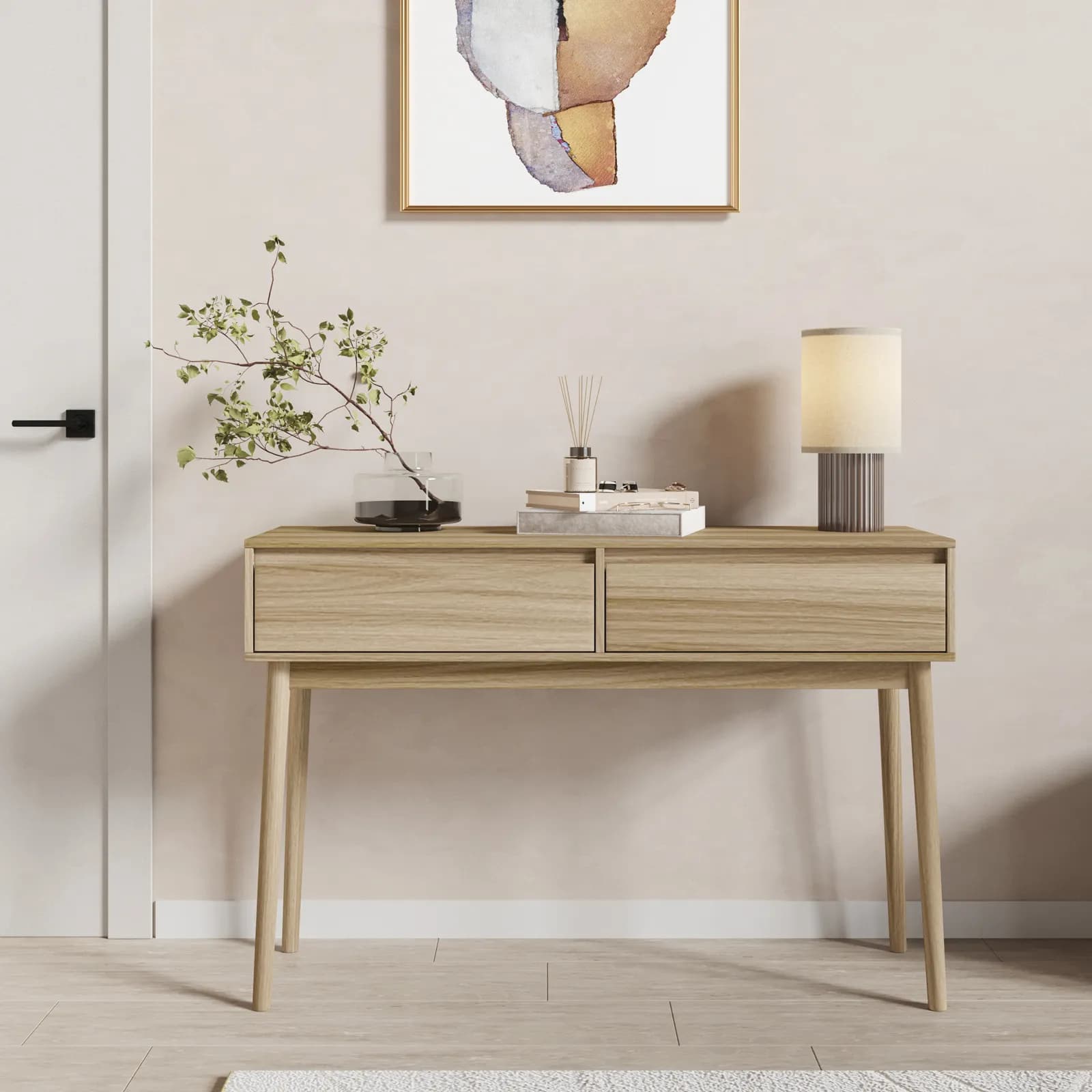 Consolle 114x76h cm effetto rovere kyoto con 2 cassetti soft close - Nathur