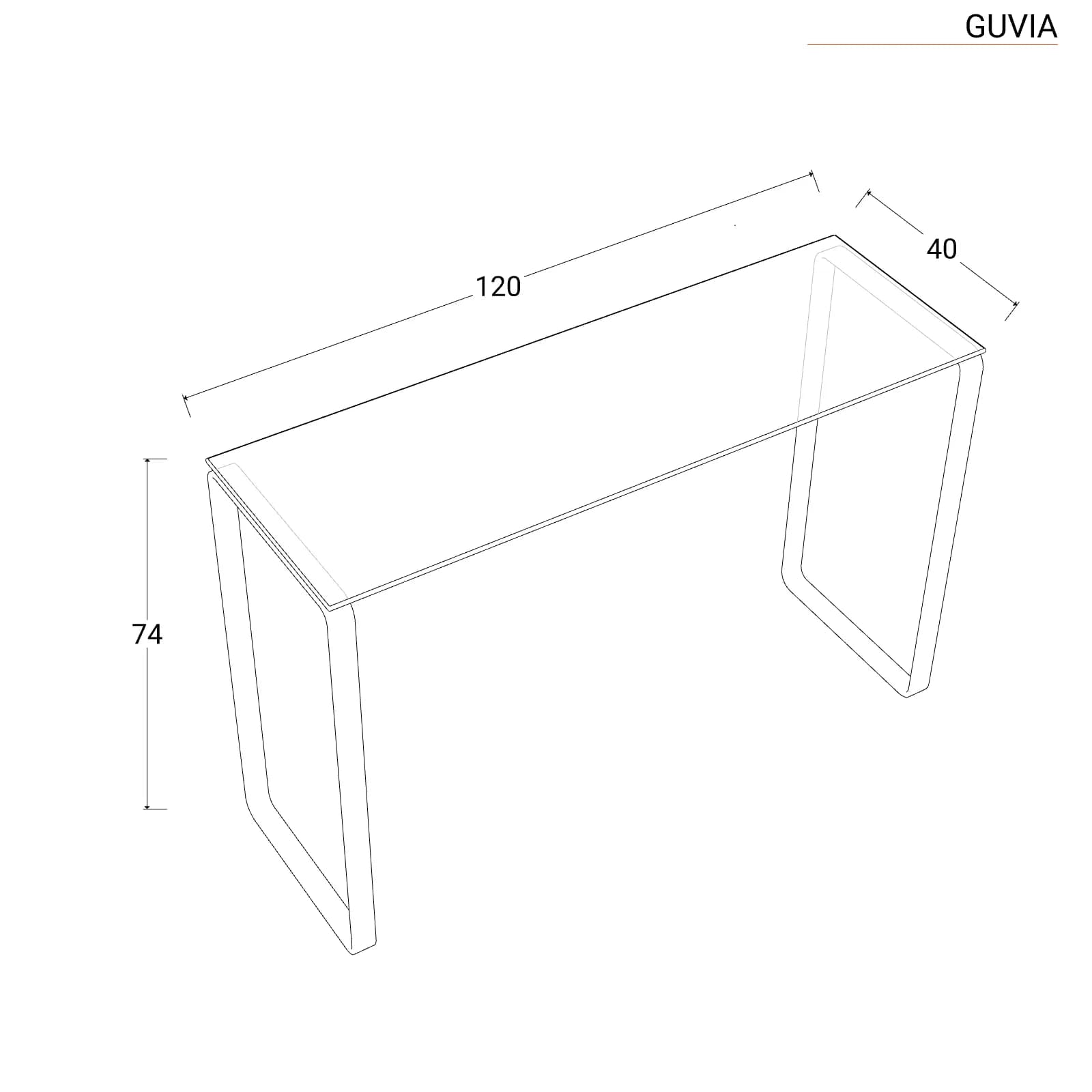 Consolle 120x74h cm in acciaio con piano in vetro - Guvia