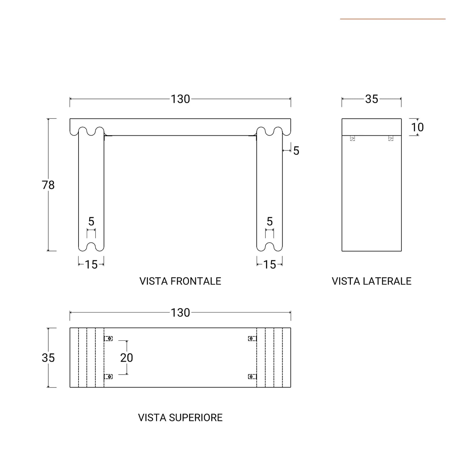 Consolle 130x35 cm in legno di mango naturale - Quintus