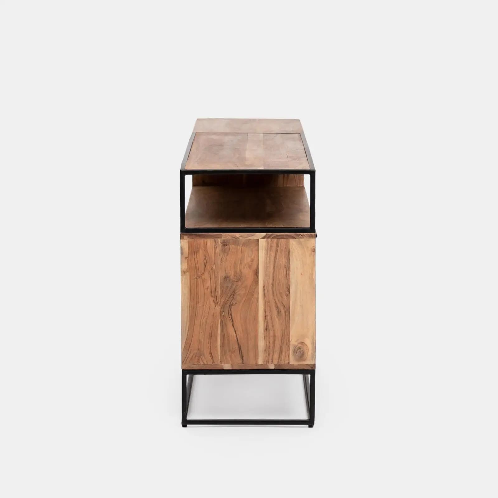 Madia 175x77h cm in legno di acacia e metallo con 3 ante - Freia Acacia