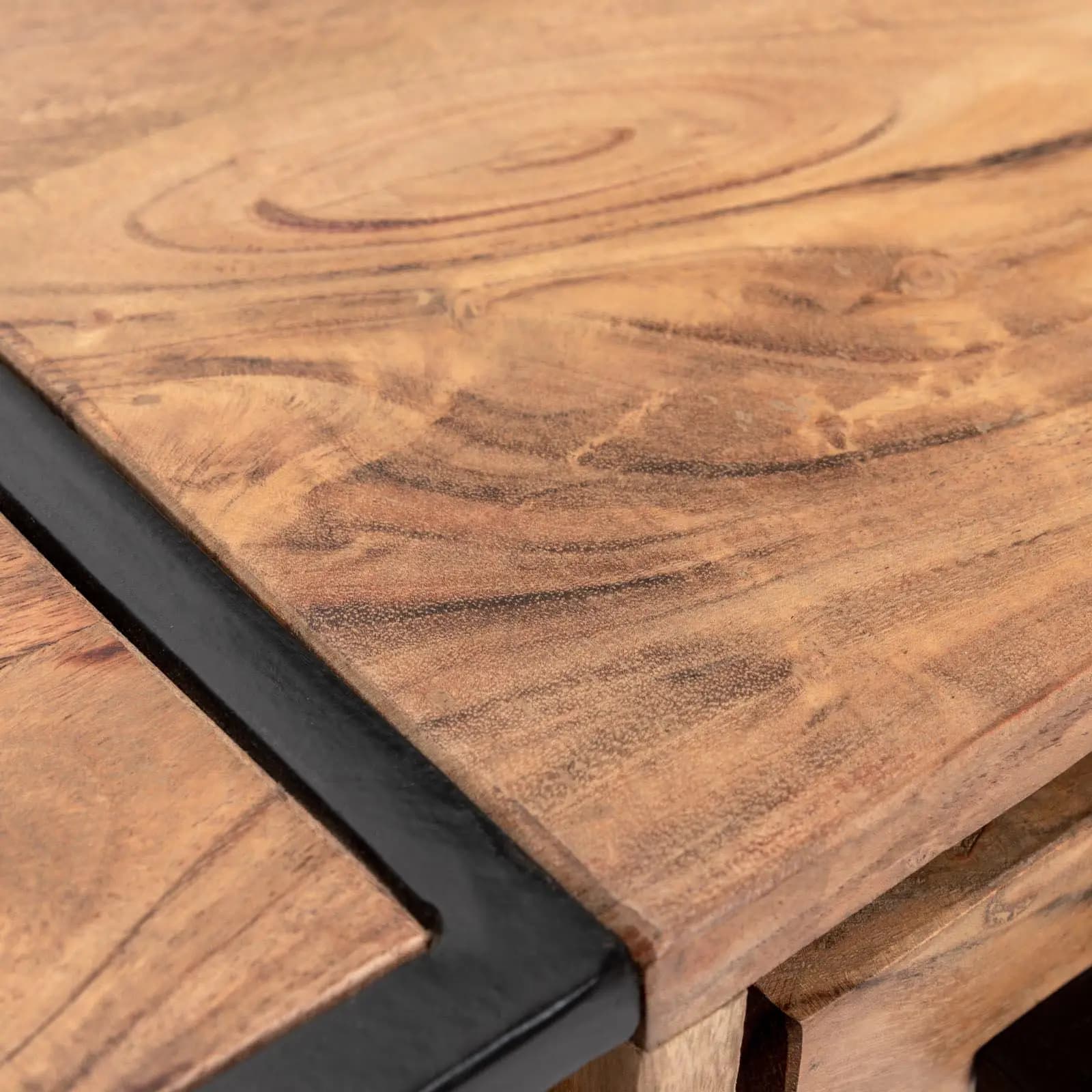 Madia 175x77h cm in legno di acacia e metallo con 3 ante - Freia Acacia