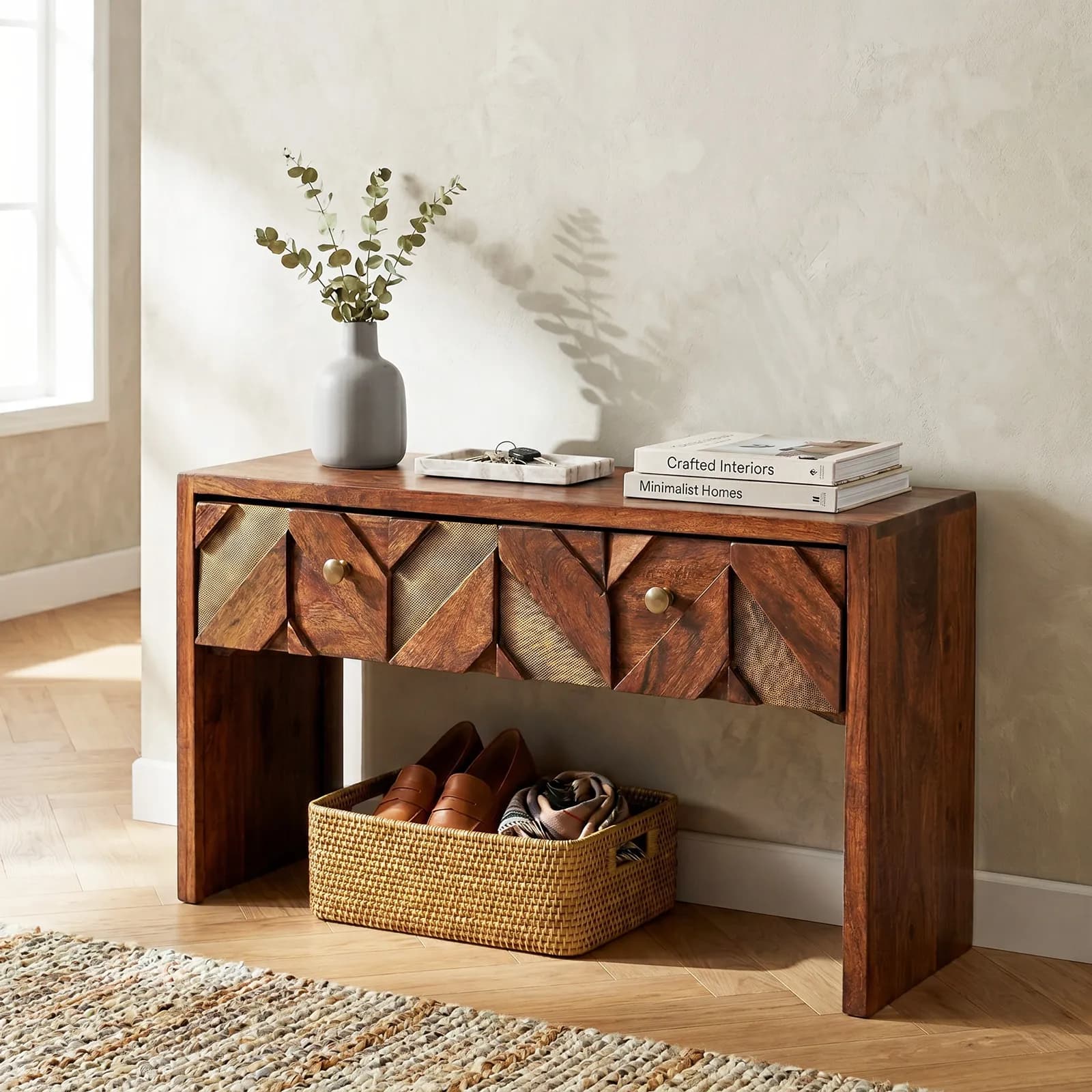 Consolle 87x35 cm in legno di acacia - Freia Acacia