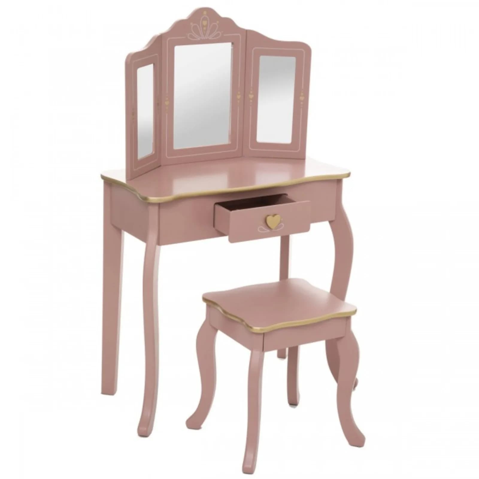 Consolle con specchio e sgabello per bambini 59X98h cm rosa - Kids